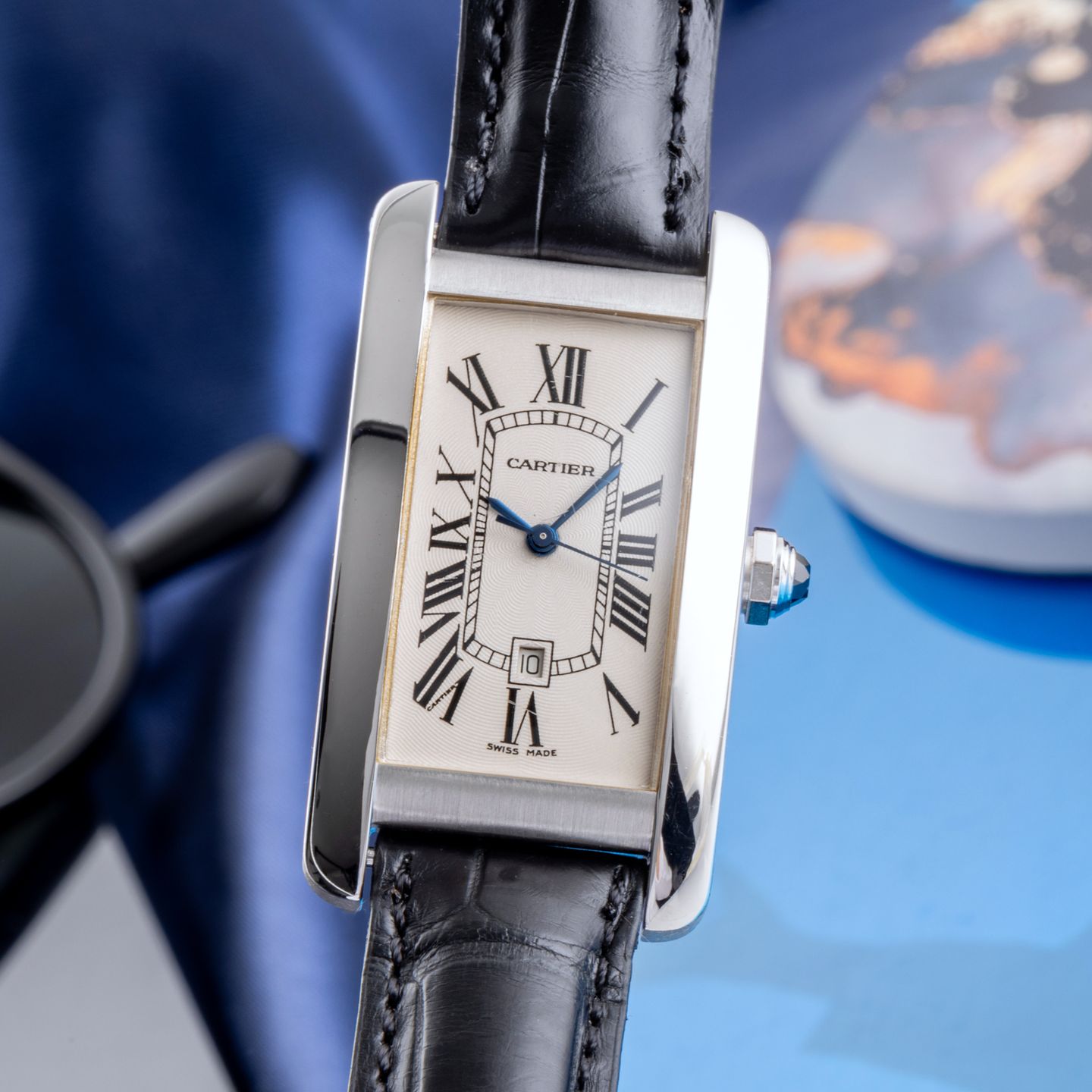 Cartier Tank Américaine W2603656 (2000) - Silver dial White Gold case (3/8)