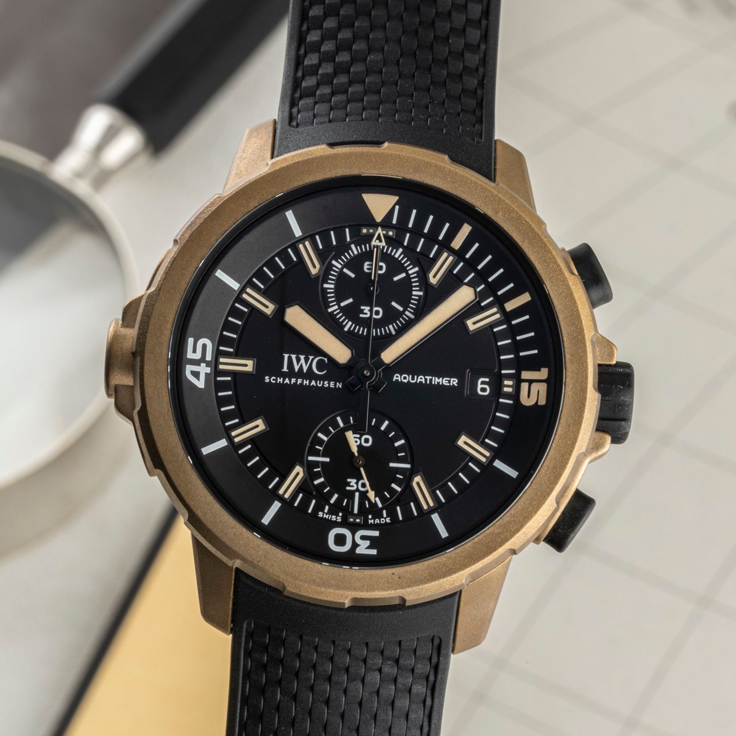 IWC Aquatimer Chronograph IW379503 (Onbekend (willekeurig serienummer)) - Zwart wijzerplaat 43mm Brons (3/8)