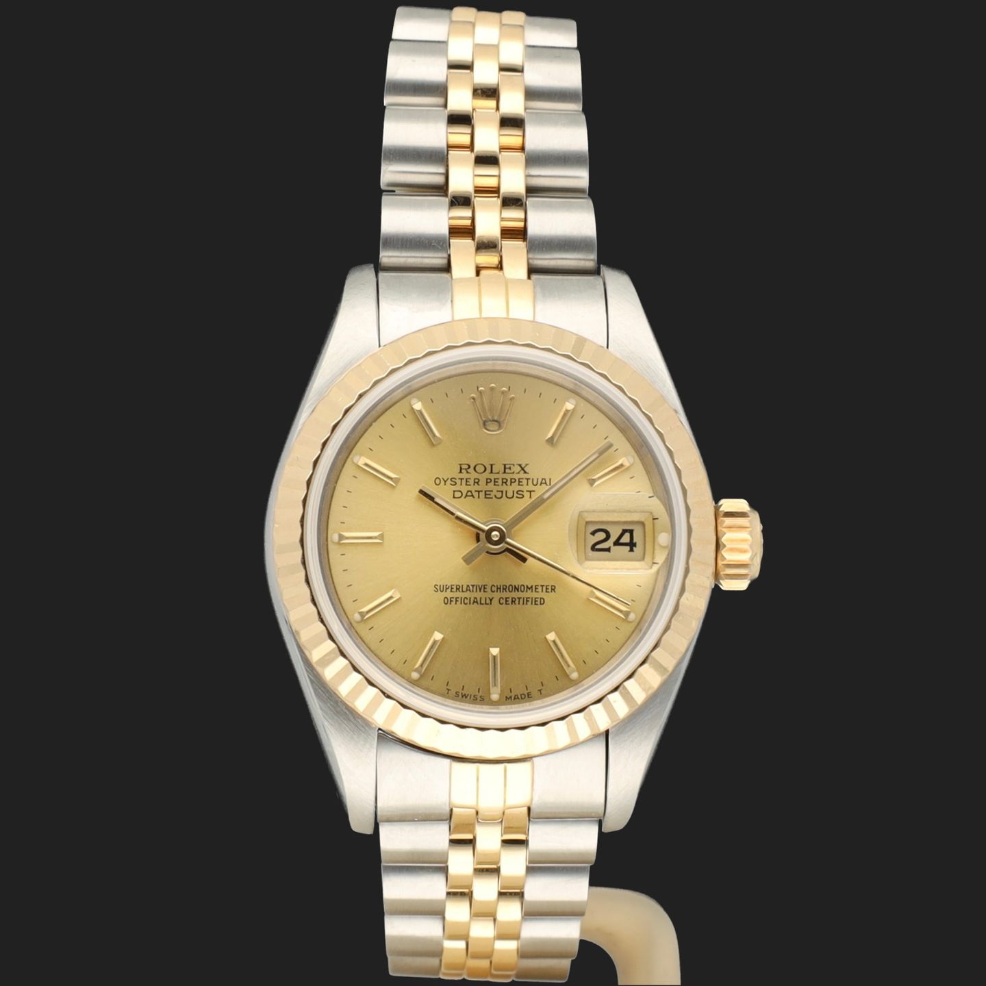 Rolex Lady-Datejust 69173 (Unknown (random serial)) - Champagne dial 26 mm Gold/Steel case (3/8)