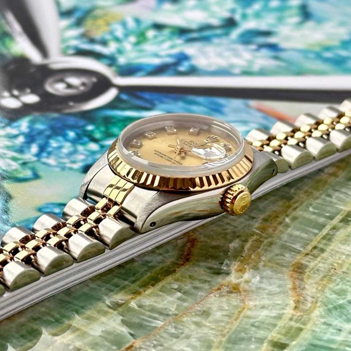 Rolex Lady-Datejust 69173G (1988) - Gold dial 26 mm Gold/Steel case (7/8)