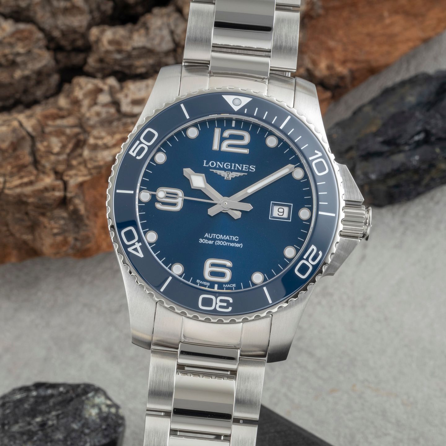 Longines HydroConquest L3.782.4.96.6 (Onbekend (willekeurig serienummer)) - Blauw wijzerplaat 43mm Staal (3/8)