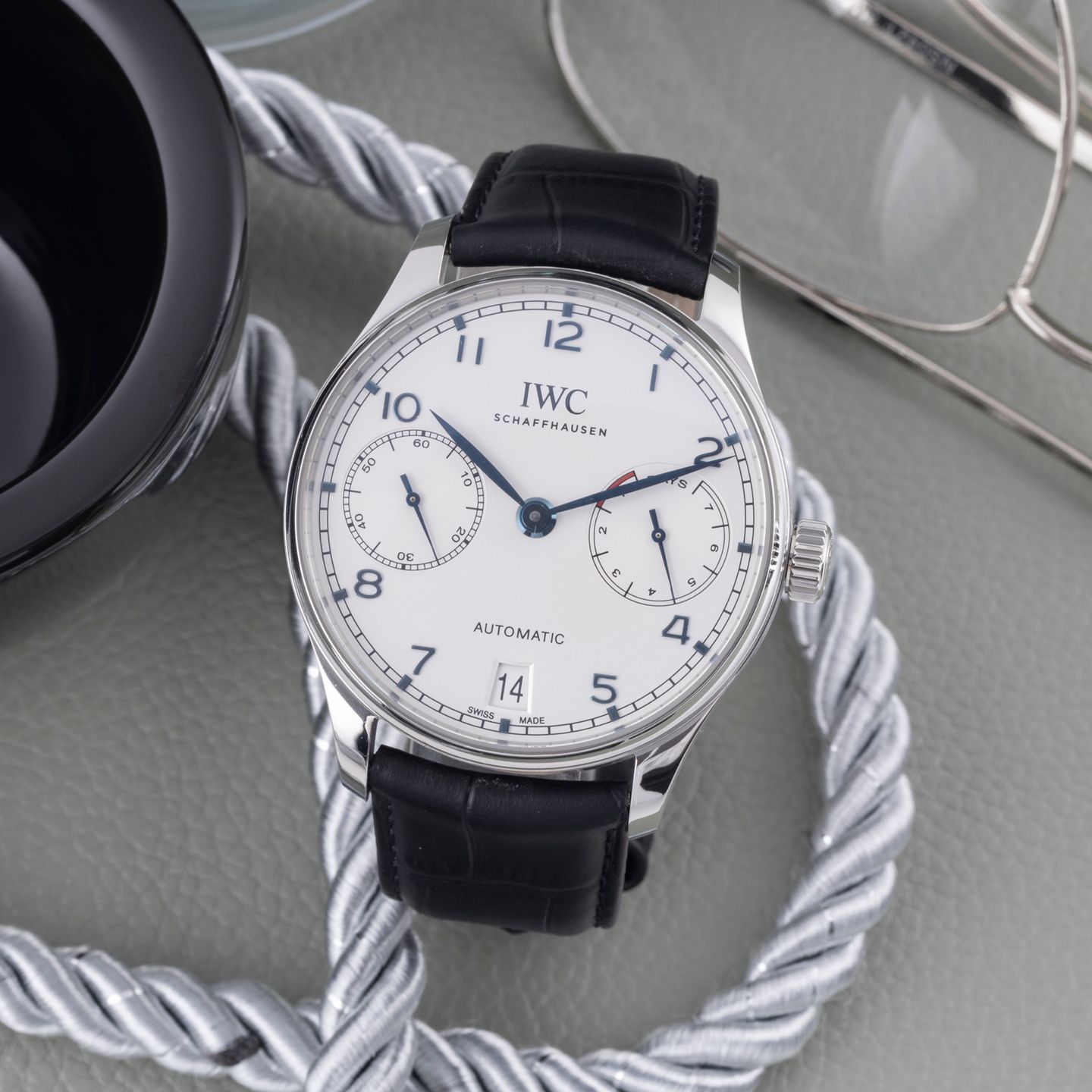 IWC Portuguese Automatic IW500705 (Onbekend (willekeurig serienummer)) - Zilver wijzerplaat 42mm Staal (1/8)