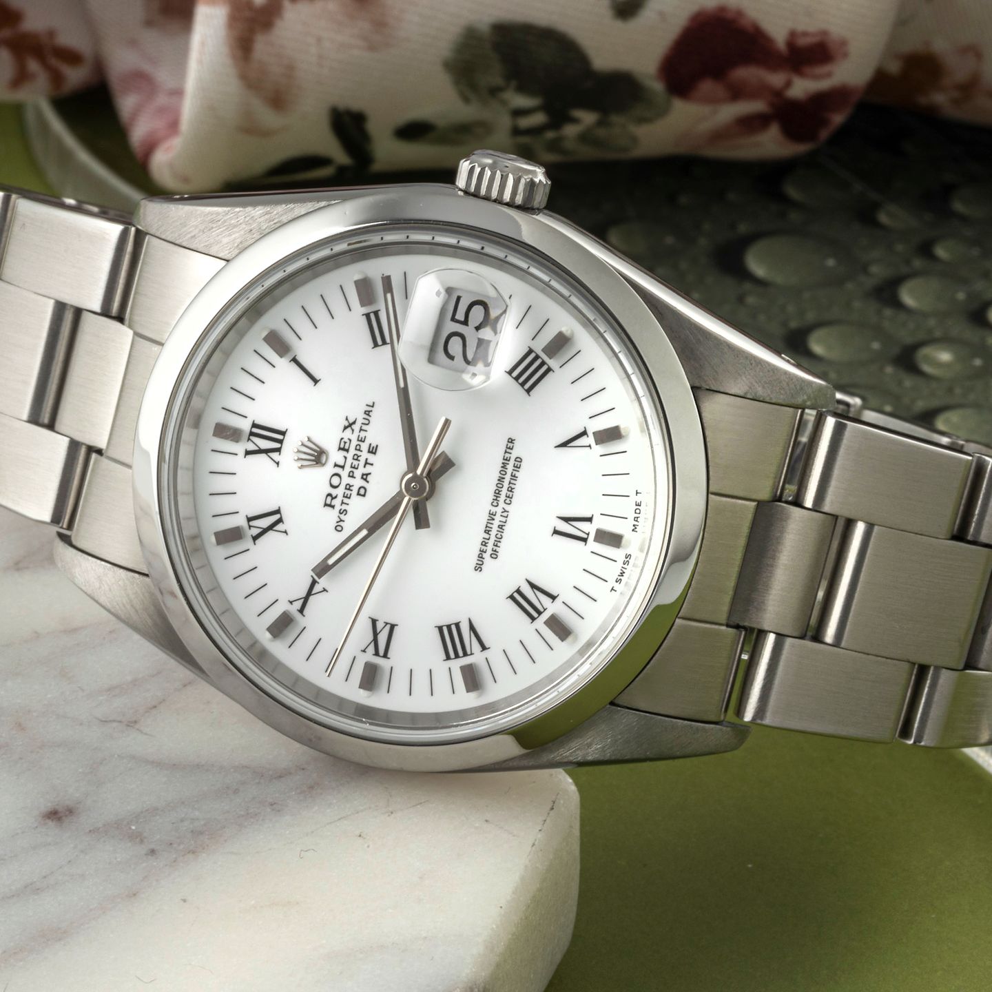Rolex Oyster Perpetual Date 15200 (1991) - 34mm Staal (1/8)