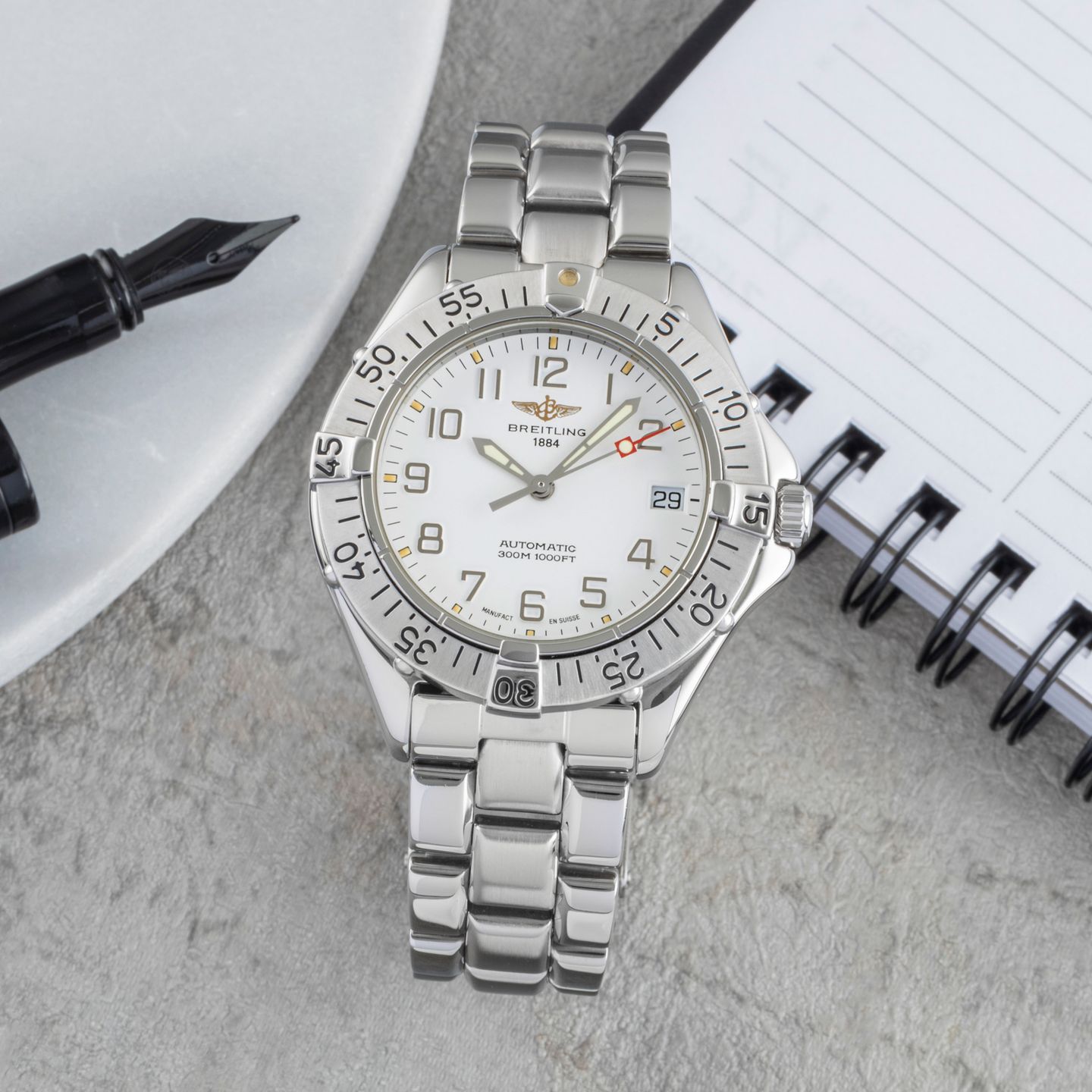 Breitling Colt Automatic A17035 (1995) - Wit wijzerplaat 38mm Staal (1/8)