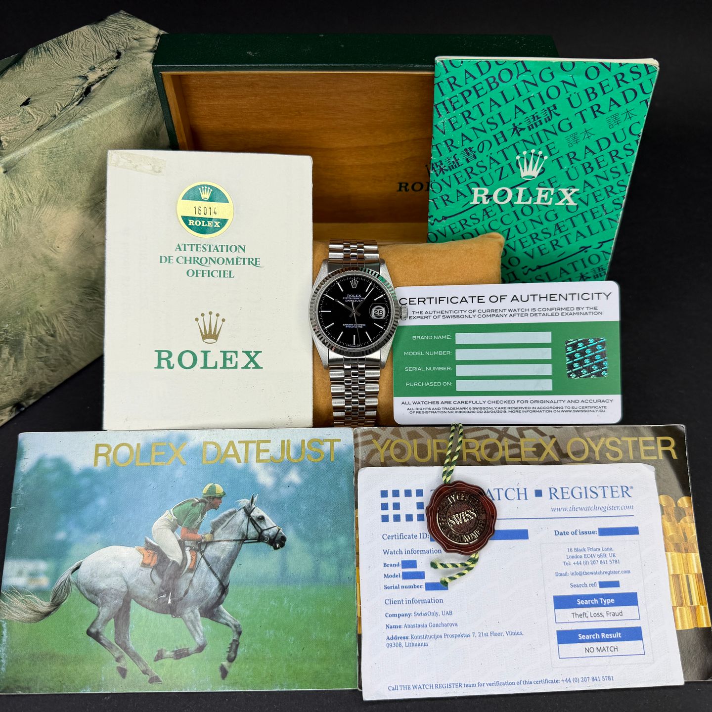 Rolex Datejust 36 16014 (1986) - Zwart wijzerplaat 36mm Staal (3/8)