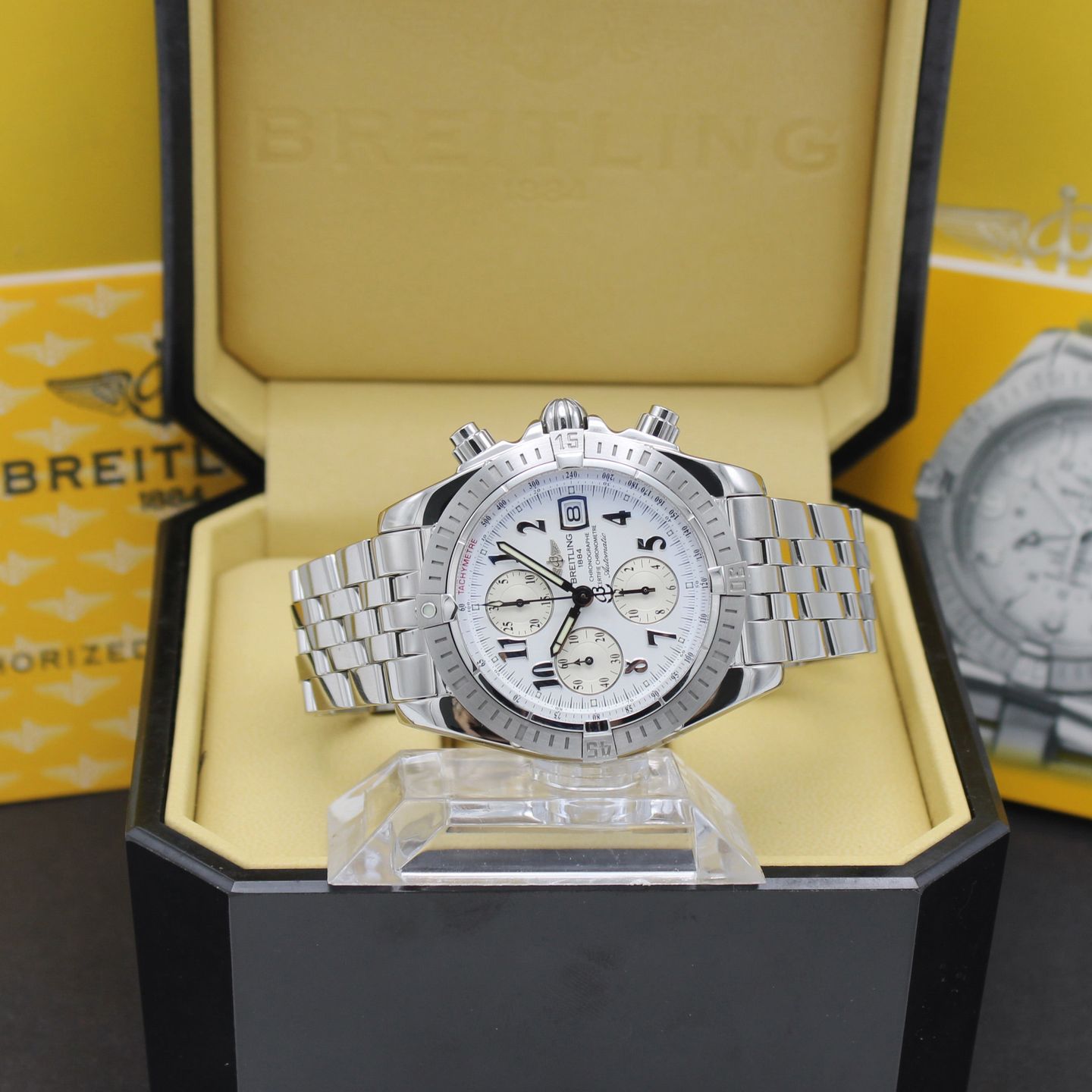 Breitling Chronomat Evolution A13356 (2007) - White dial 44 mm Steel case (3/8)