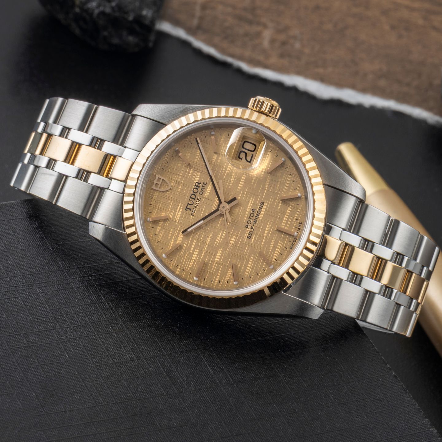 Tudor Prince Date 74033 (Unknown (random serial)) - Champagne dial 34 mm Gold/Steel case (2/8)