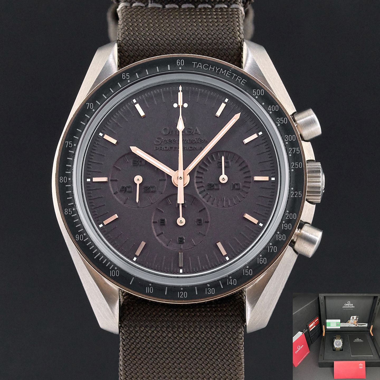 Omega Speedmaster Professional Moonwatch 311.62.42.30.06.001 (2014) - Grey dial 42 mm Rose Gold case (1/8)