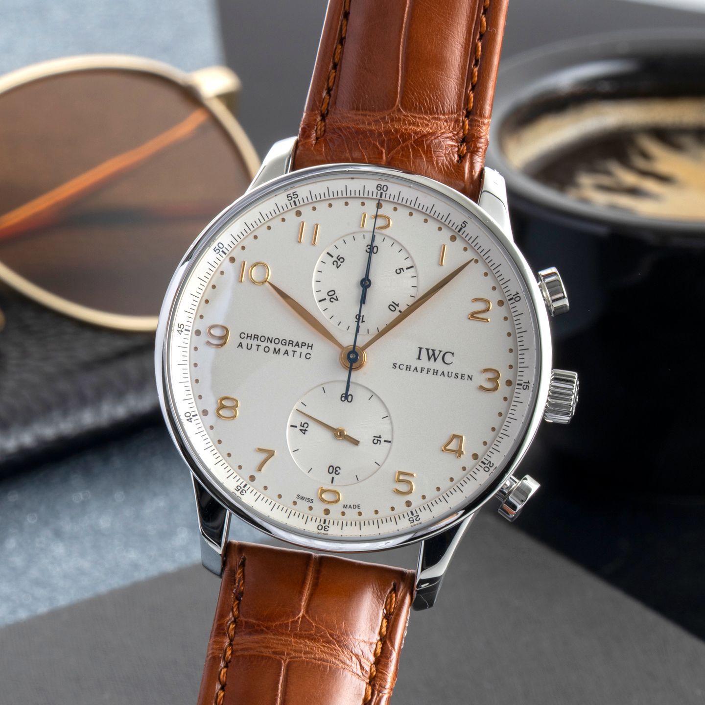 IWC Portuguese Chronograph IW371445 (Unknown (random serial)) - Silver dial 41 mm Steel case (3/8)