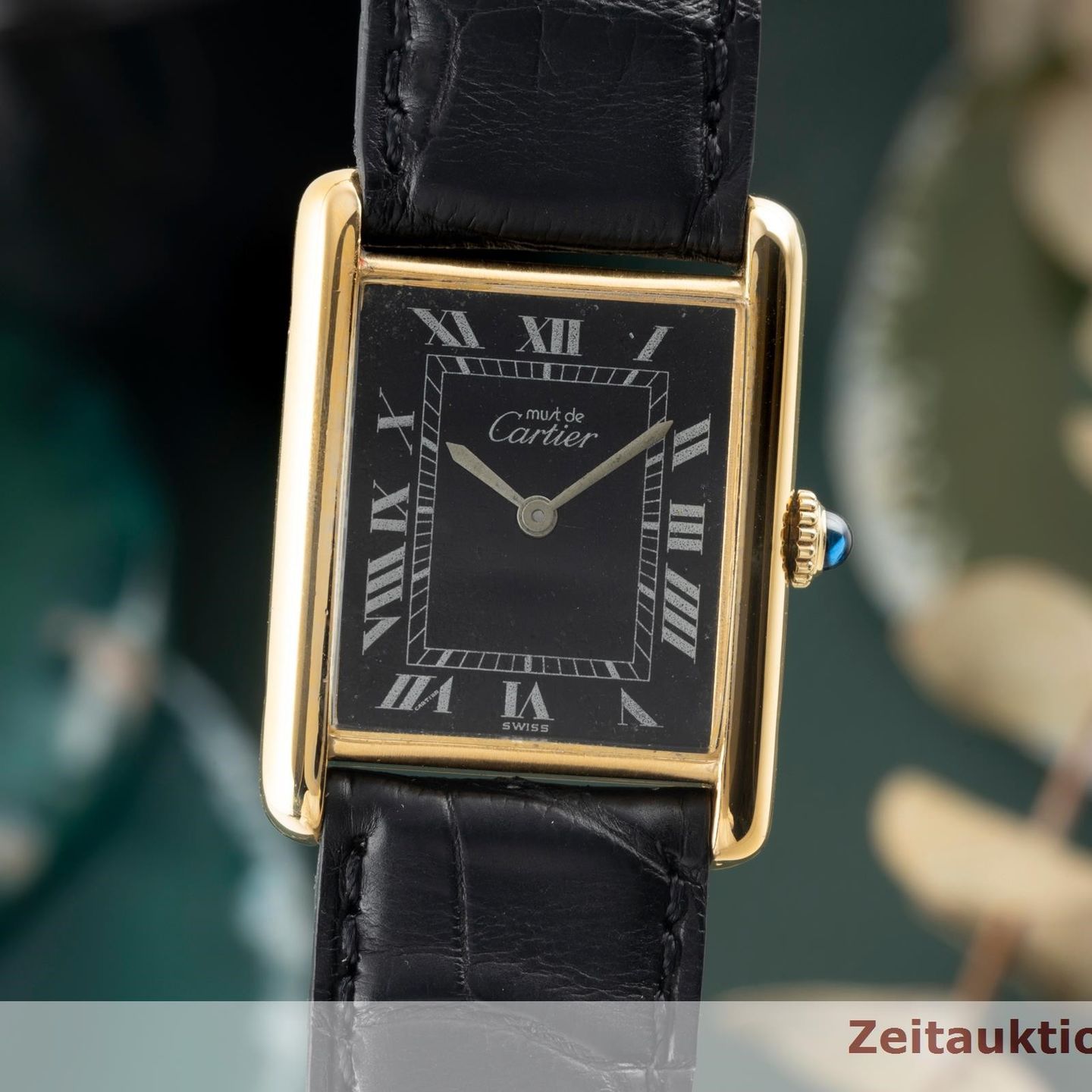 Cartier Tank Vermeil unknown (1990) - Black dial 23 mm Gold/Steel case (3/8)