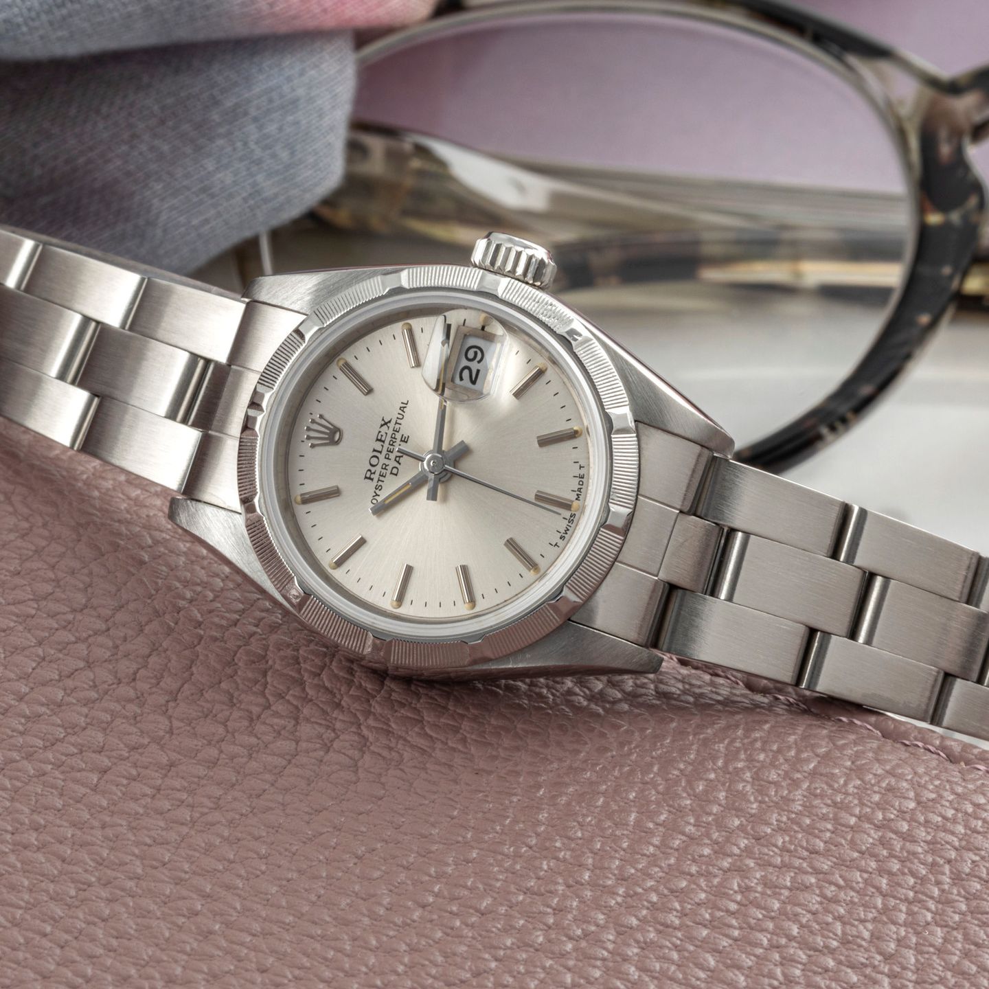 Rolex Oyster Perpetual Lady Date 69190 (1990) - 26 mm Steel case (2/8)