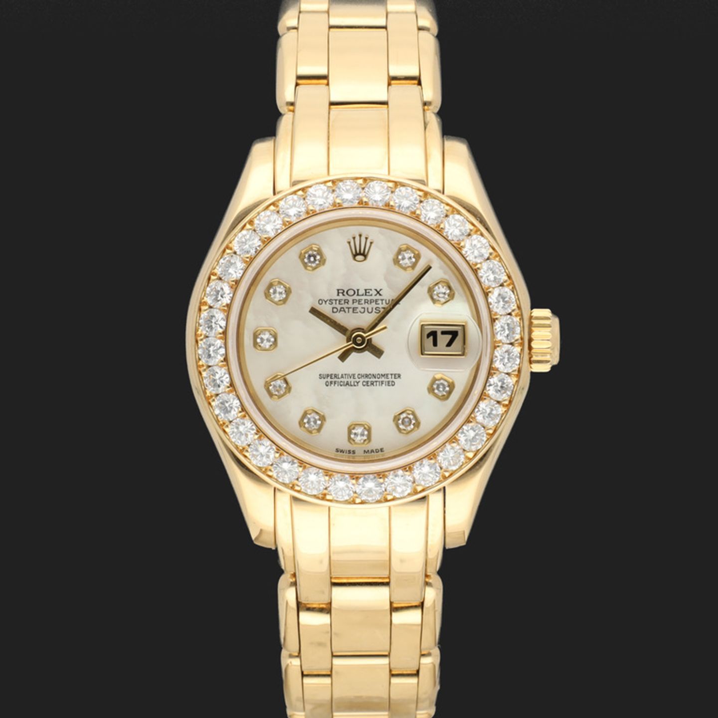 Rolex Lady-Datejust Pearlmaster 69298 (1996) - Parelmoer wijzerplaat 29mm Geelgoud (3/8)