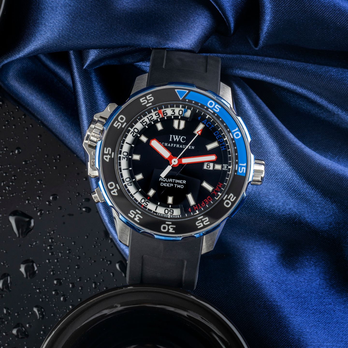 IWC Aquatimer Deep Two IW354702 (Onbekend (willekeurig serienummer)) - Zwart wijzerplaat 46mm Staal (1/8)