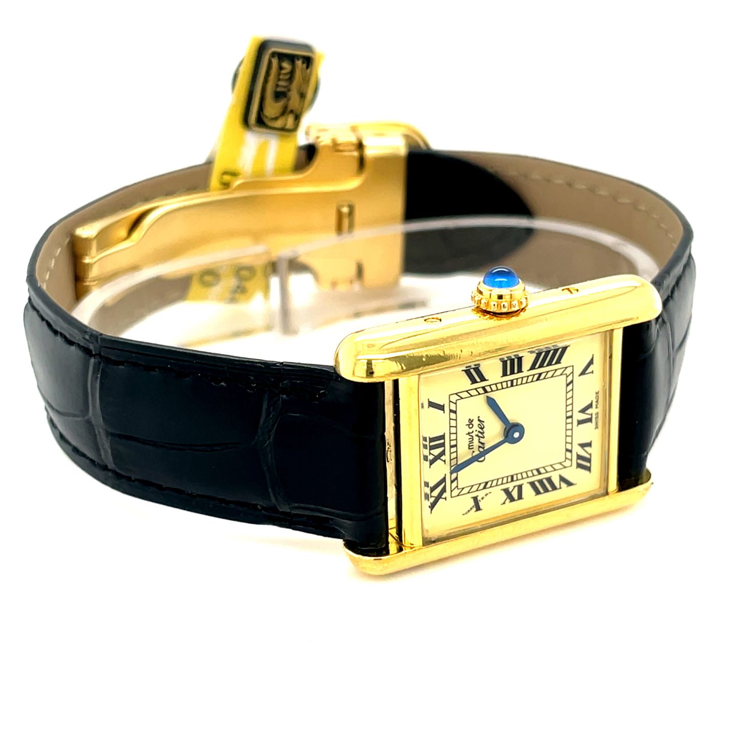 Cartier Tank Vermeil 5057001 (Unknown (random serial)) - Yellow dial 20 mm Silver case (3/8)