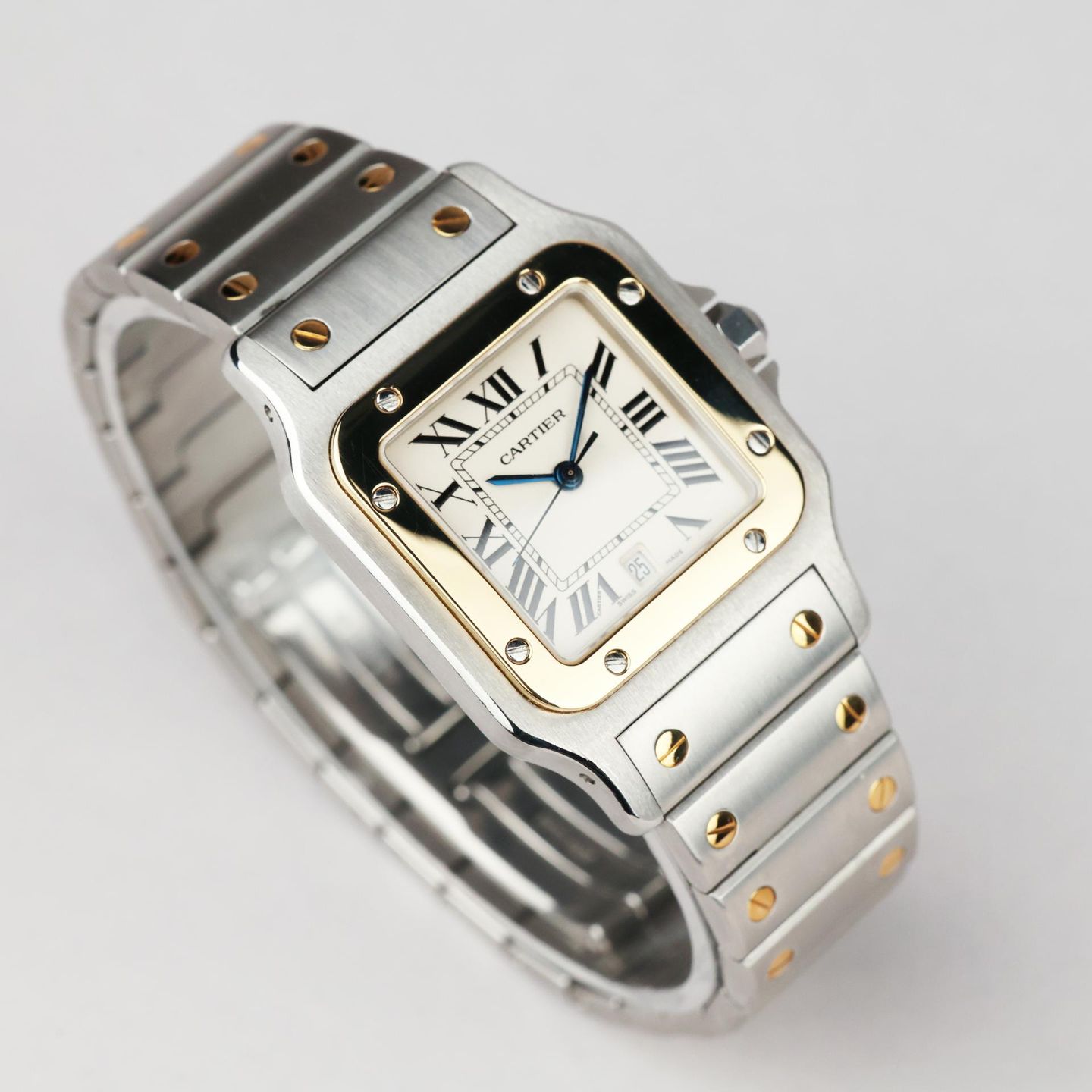 Cartier Santos Galbée 1565 (2000) - White dial 24 mm Gold/Steel case (2/8)