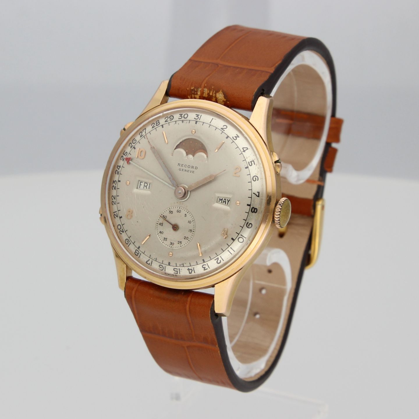 Record Datofix 1121 (1950) - Champagne dial 35 mm Rose Gold case (4/8)