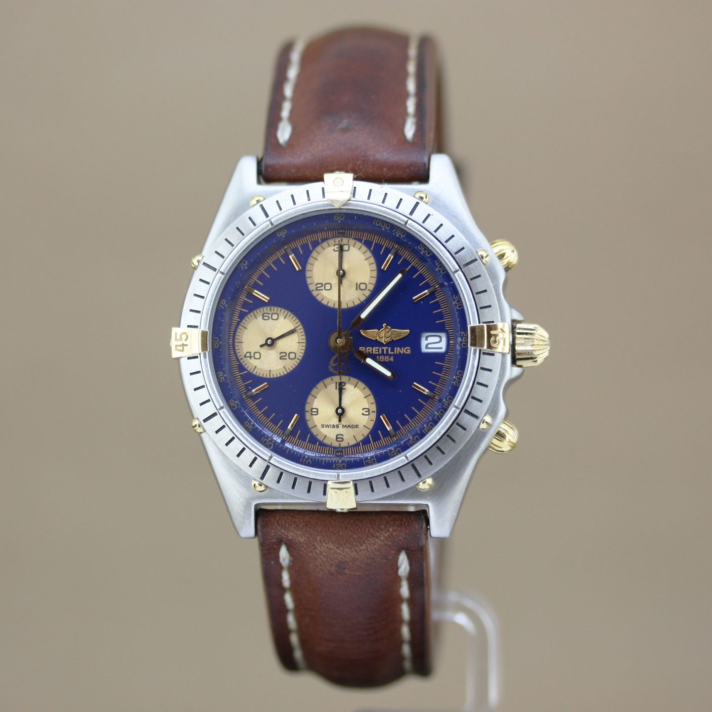 Breitling Chronomat 81950 (1984) - Blauw wijzerplaat 39mm Goud/Staal (3/8)