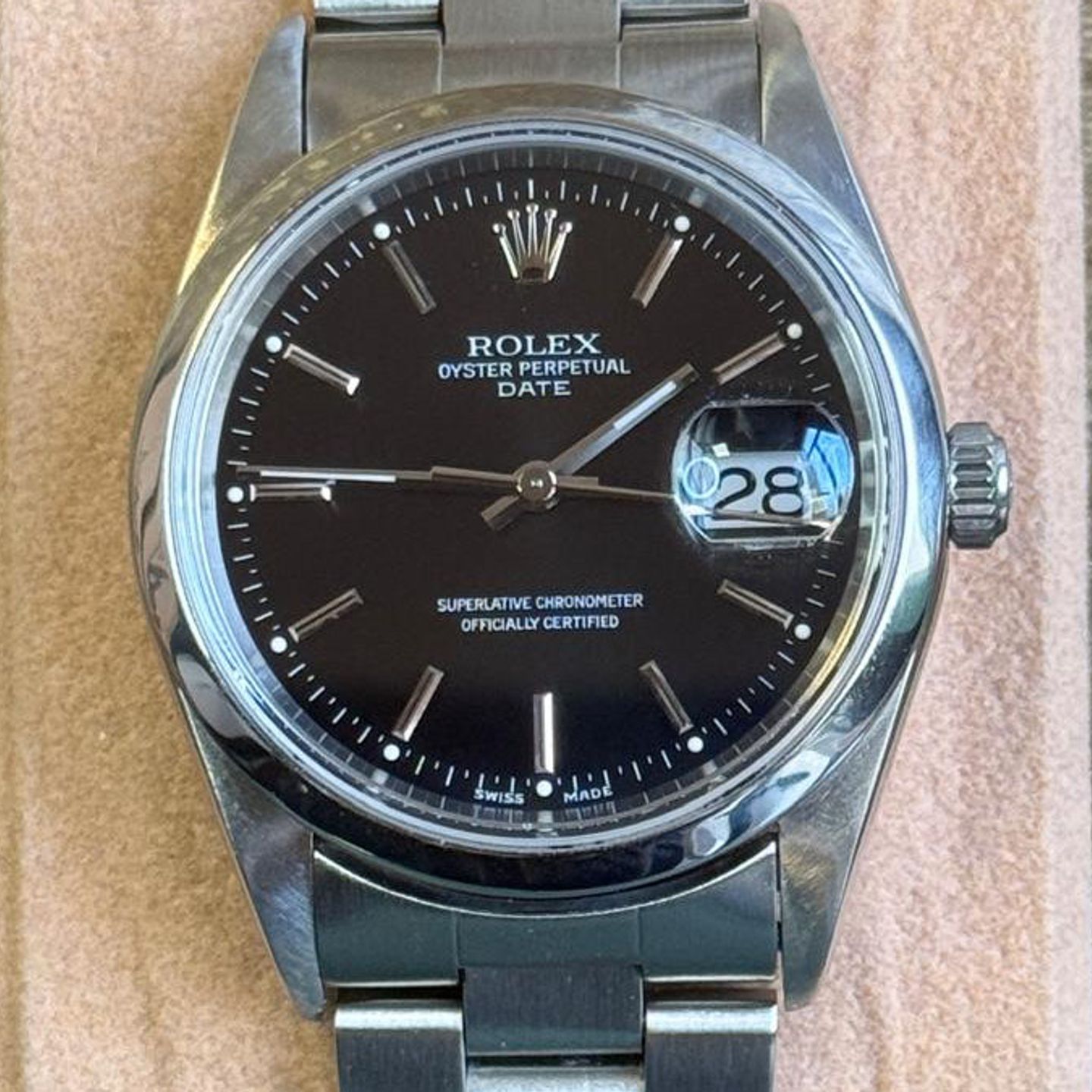 Rolex Oyster Perpetual Date 15200 (2004) - Black dial 34 mm Steel case (2/6)