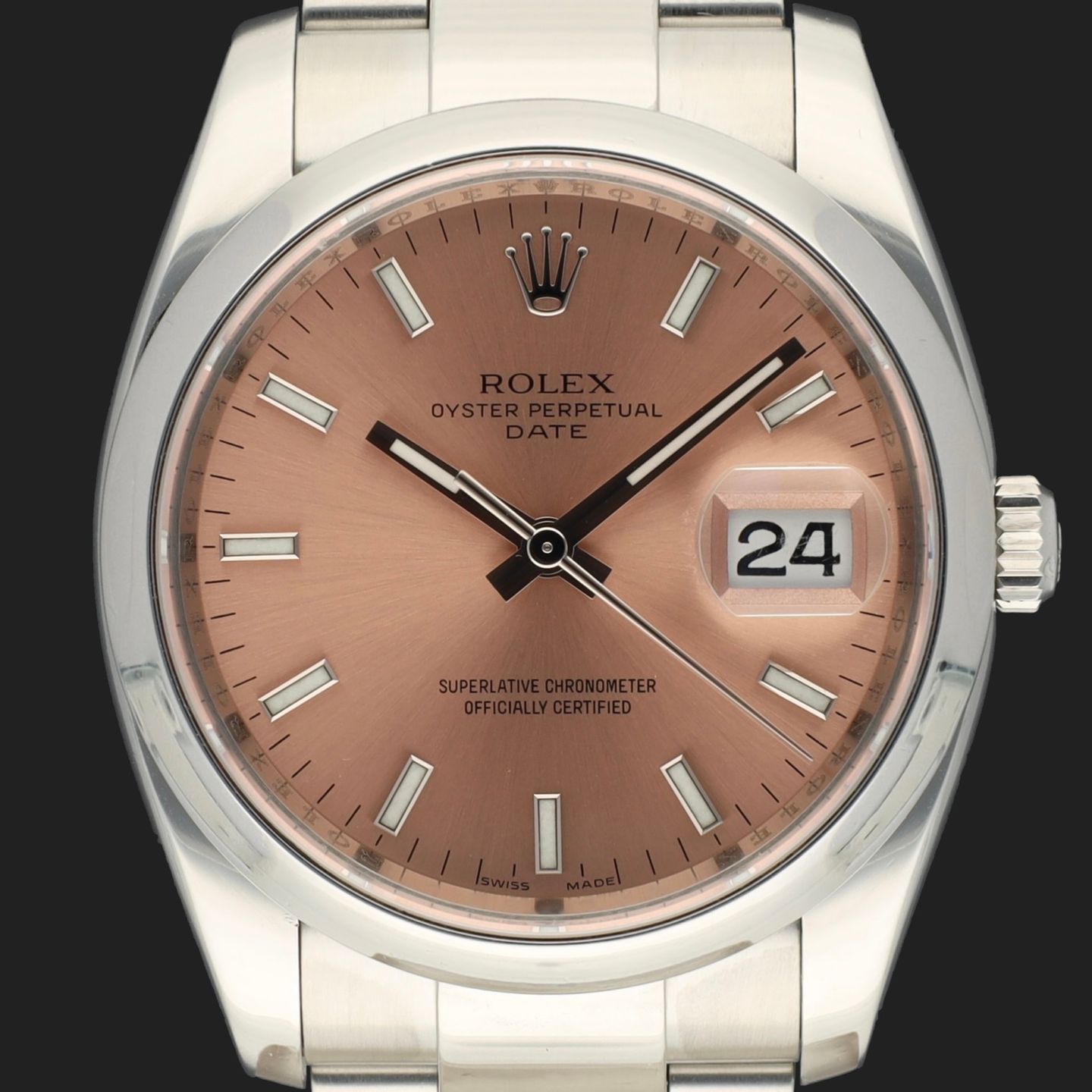 Rolex Oyster Perpetual Date 115200 (2010) - Roze wijzerplaat 34mm Staal (2/8)