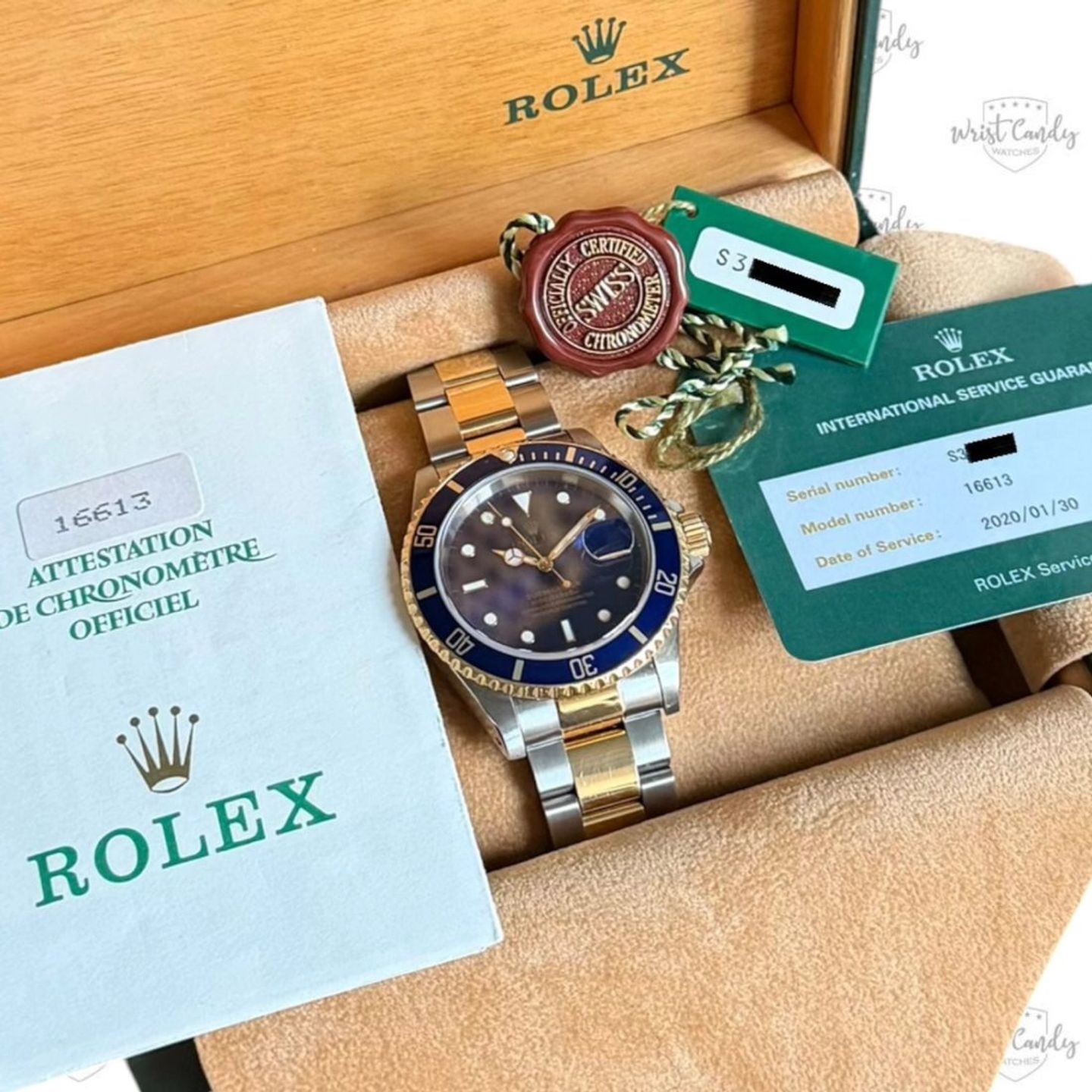 Rolex Submariner Date 16613LB (1992) - Blue dial 40 mm Gold/Steel case (8/8)