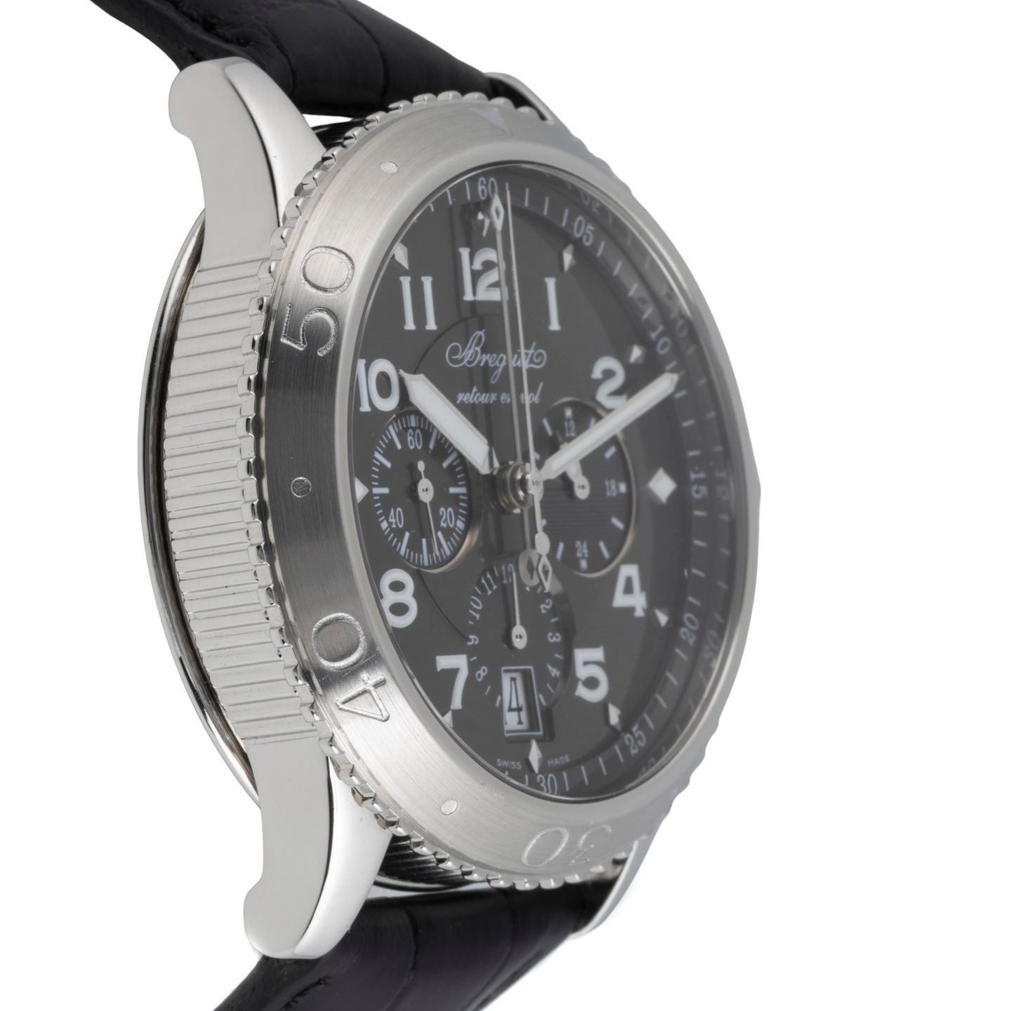 Breguet Type XX - XXI - XXII 3810ST/92/9ZU (Unknown (random serial)) - Black dial 42 mm Steel case (7/8)