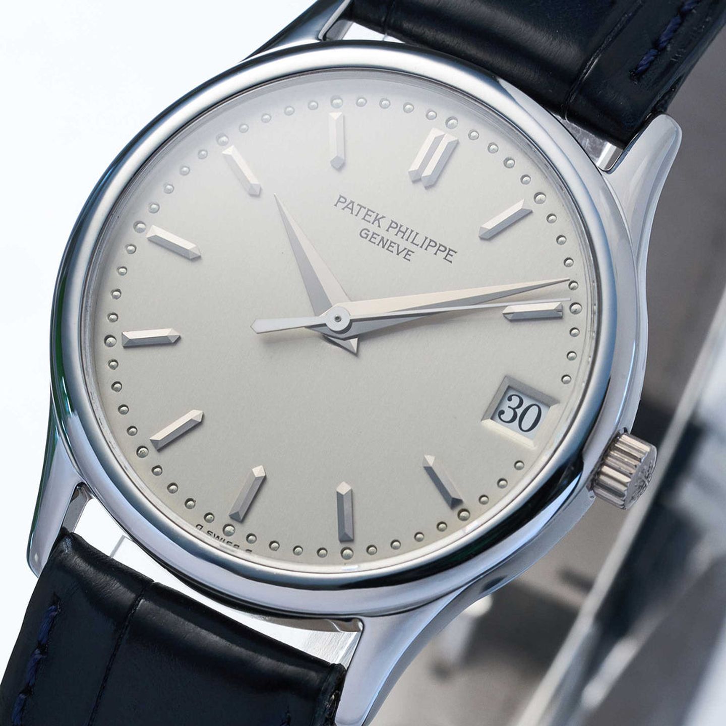 Patek Philippe Calatrava 3998P (1997) - Zilver wijzerplaat 34mm Platina (3/8)