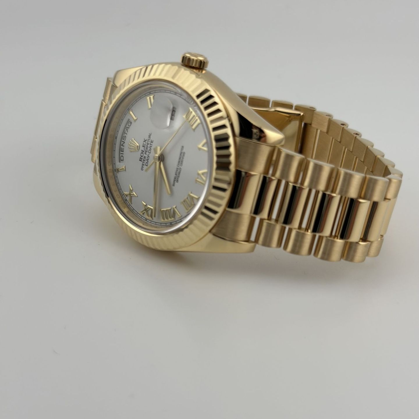 Rolex Day-Date II 218238 (2009) - White dial 41 mm Yellow Gold case (7/8)