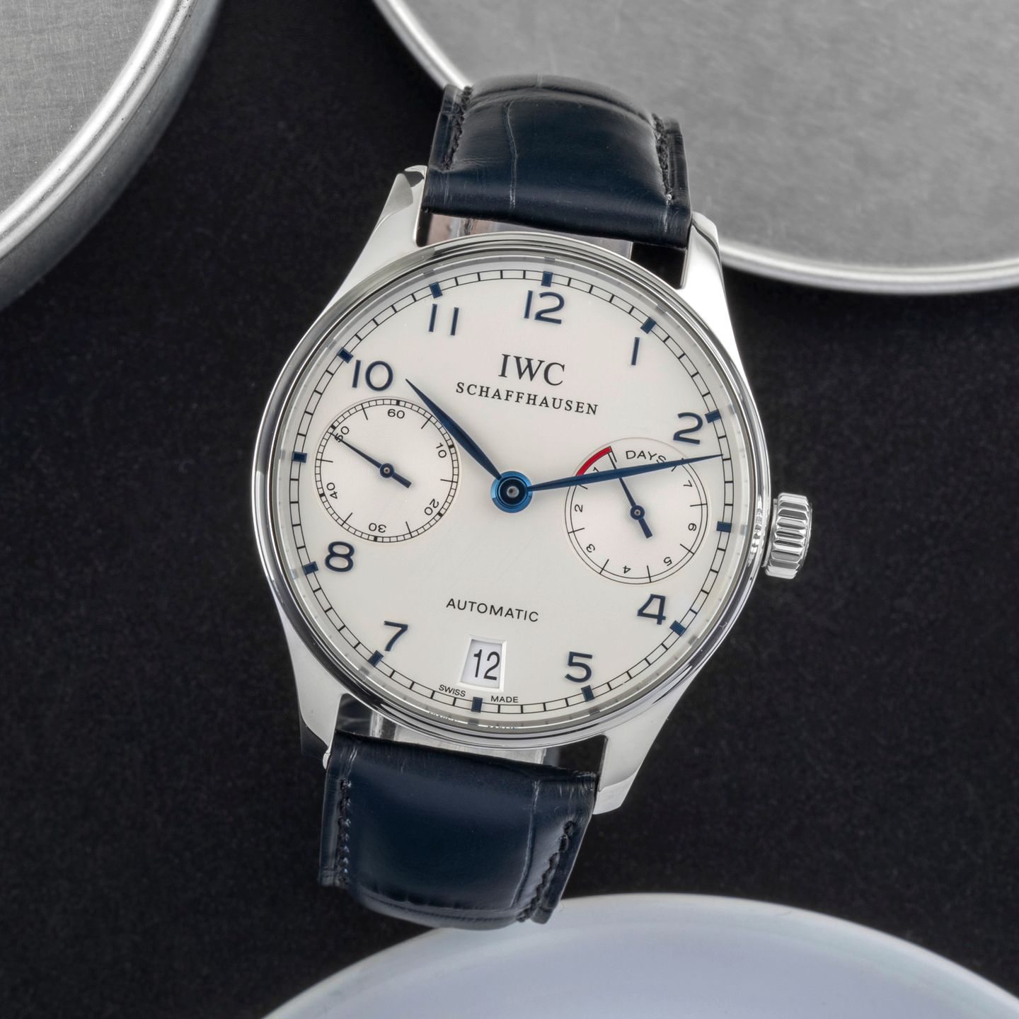 IWC Portuguese Automatic IW500107 (2006) - Zilver wijzerplaat 42mm Staal (1/8)