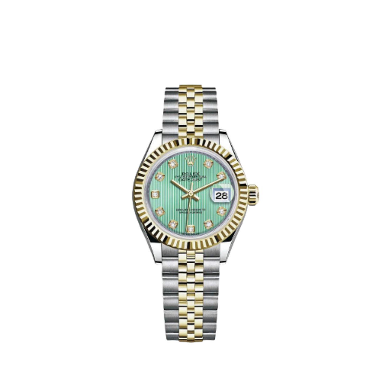 Rolex Lady-Datejust 279173 (2021) - Green dial 28 mm Gold/Steel case (1/8)