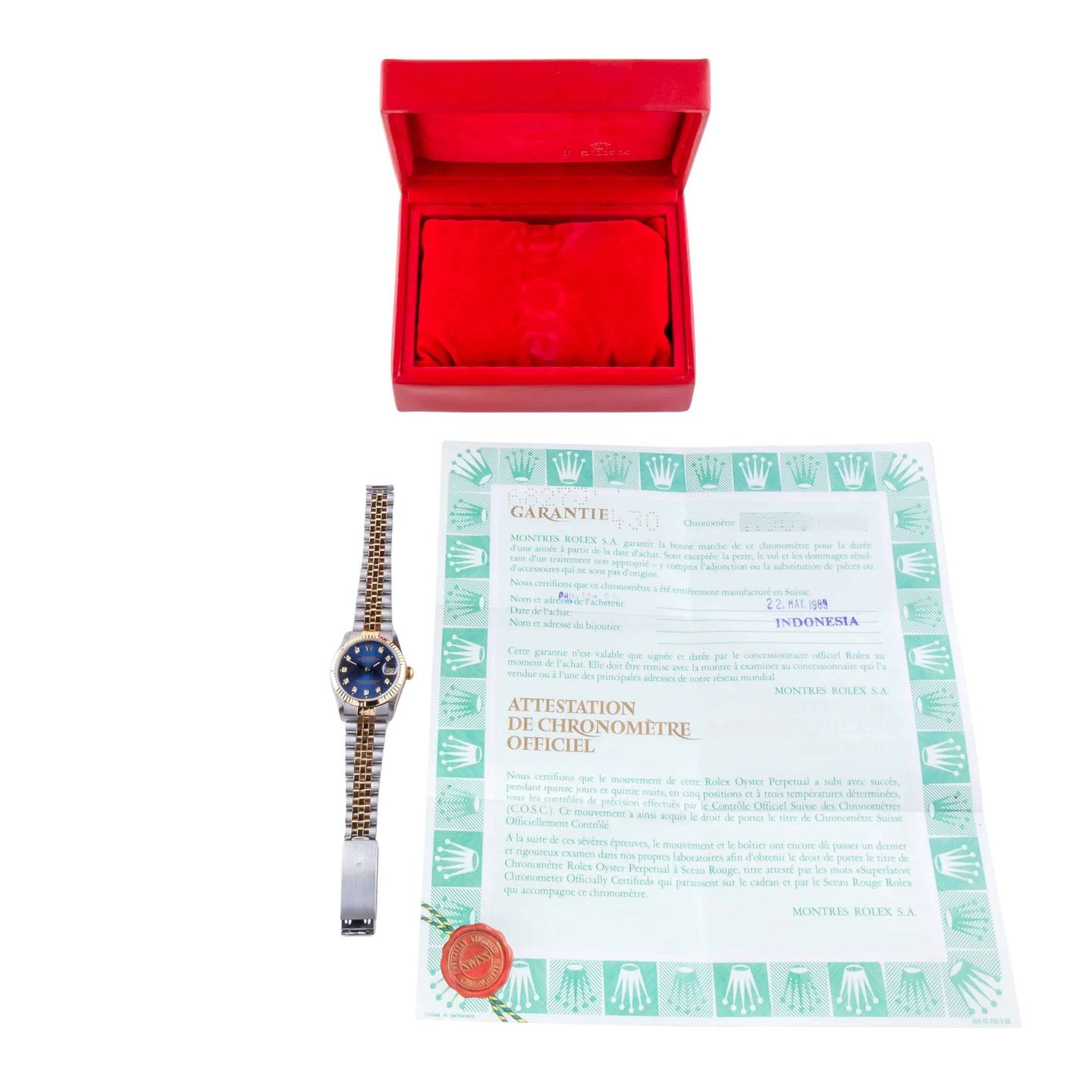 Rolex Datejust 31 68273 (1988) - Blue dial 31 mm Gold/Steel case (8/8)