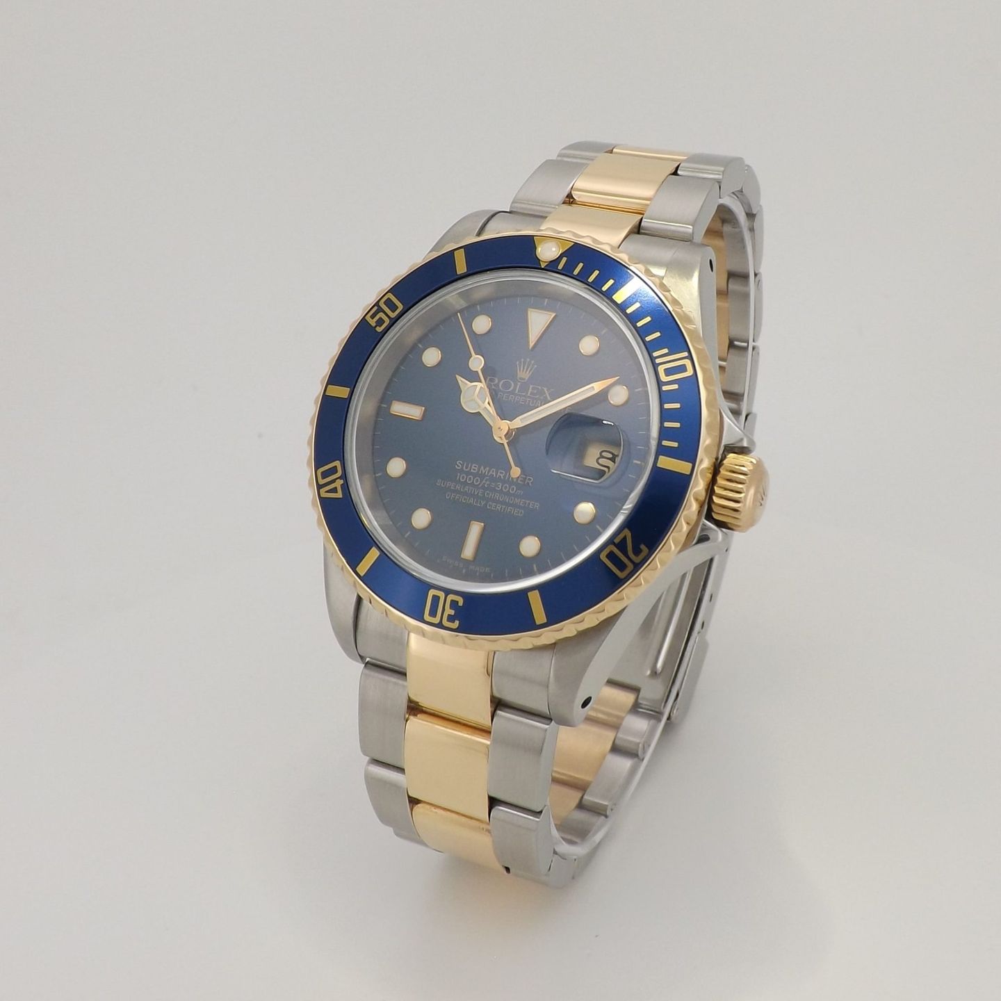 Rolex Submariner Date 16613 (2002) - Blauw wijzerplaat 40mm Goud/Staal (1/8)