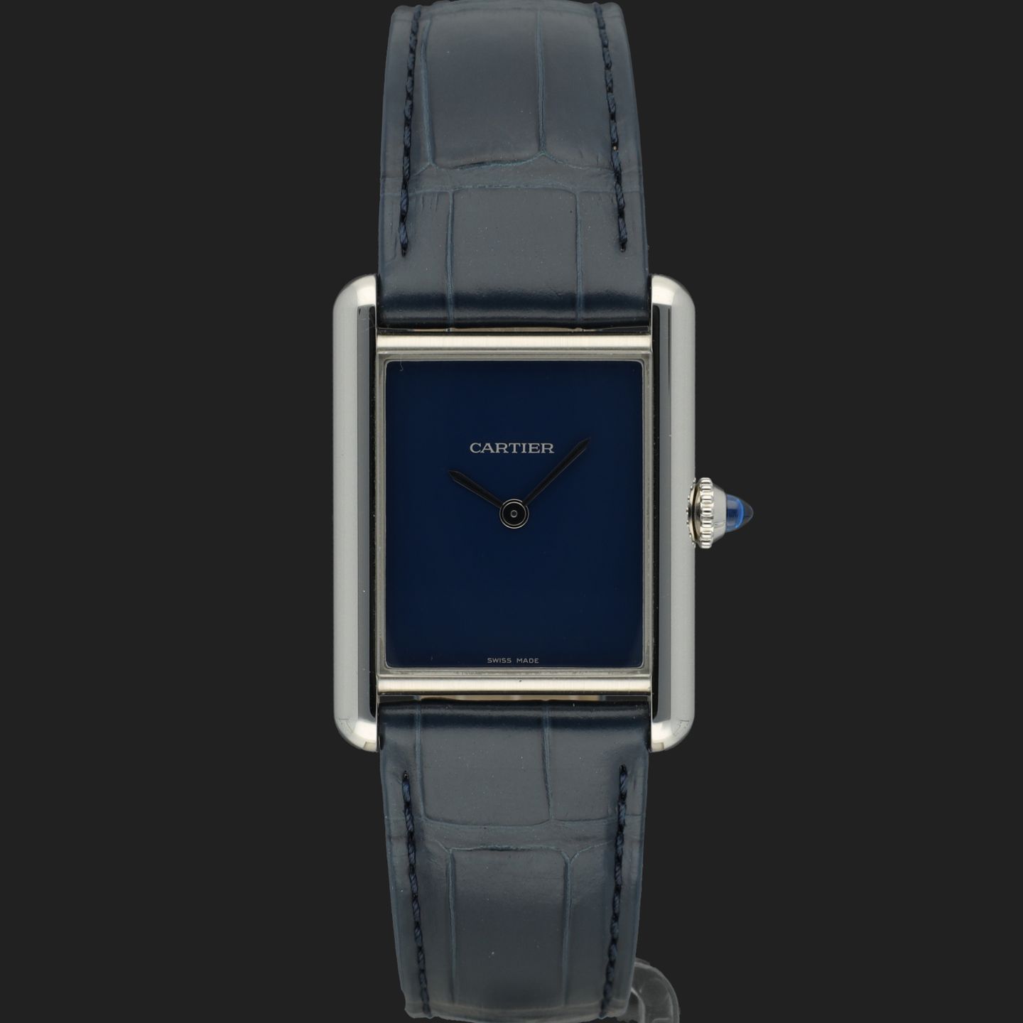 Cartier Tank WSTA0055 (2021) - Blue dial 26 mm Steel case (3/8)