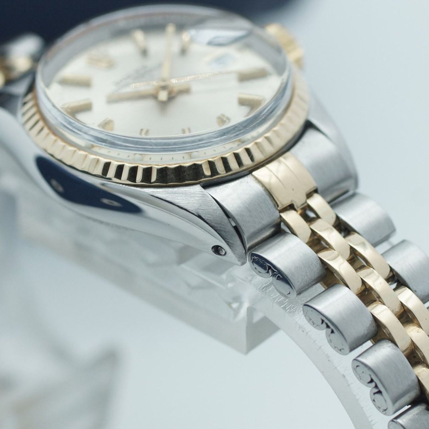 Rolex Oyster Perpetual Lady Date 6517 (1969) - Silver dial 26 mm Gold/Steel case (7/8)