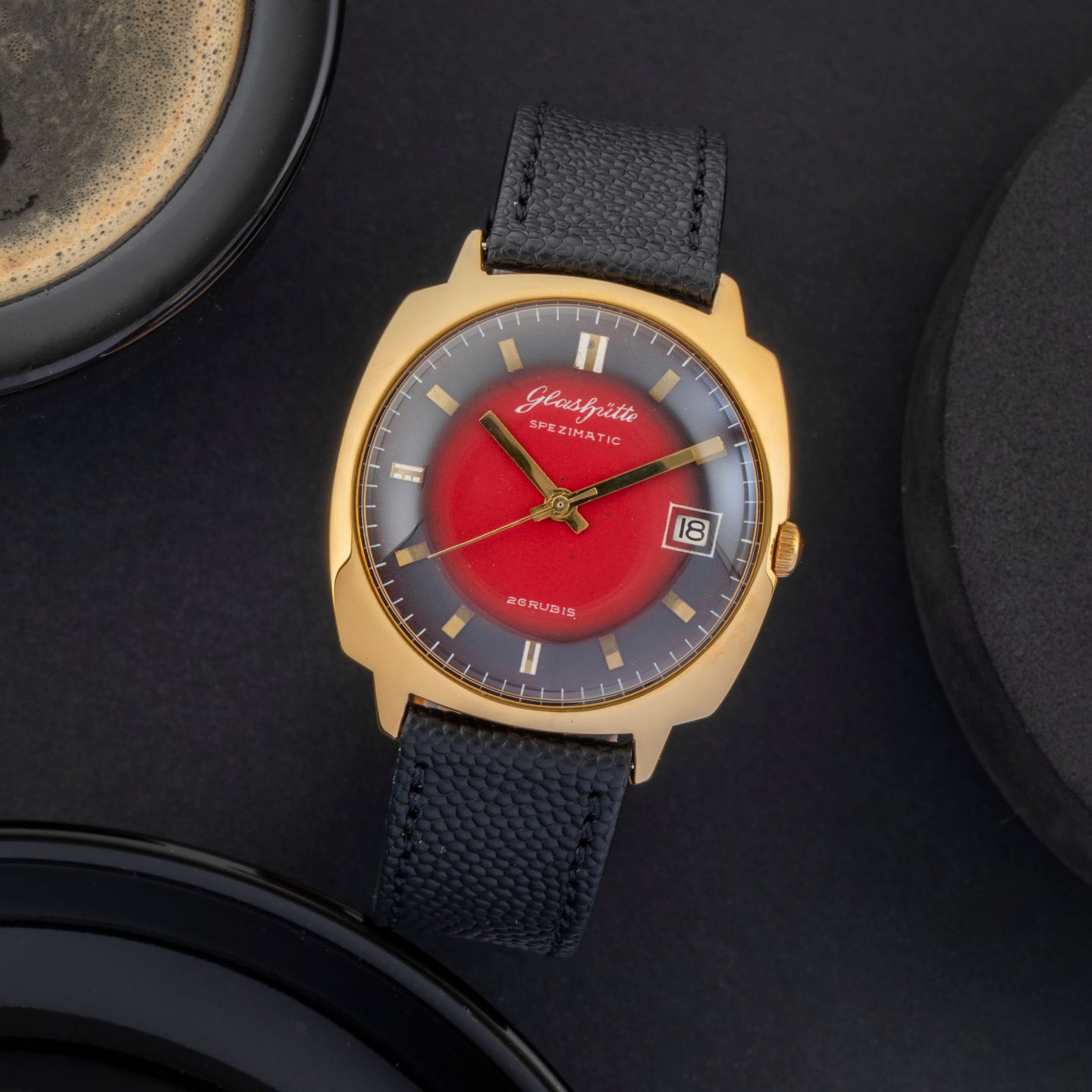 Glashütte Original Spezimat unknown (1972) - Red dial 35 mm Gold/Steel case (1/8)