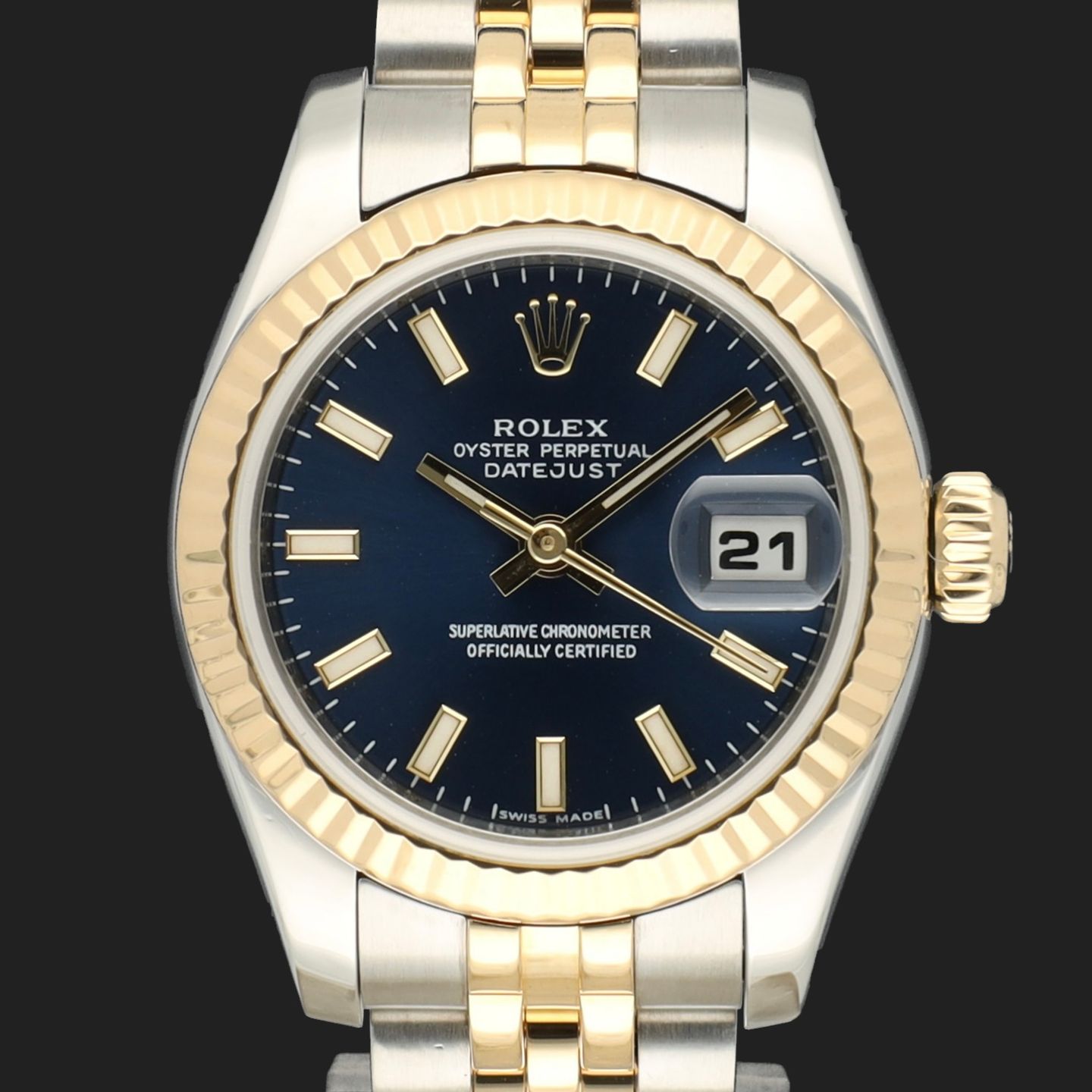 Rolex Lady-Datejust 179173 (2012) - Blue dial 26 mm Gold/Steel case (3/8)