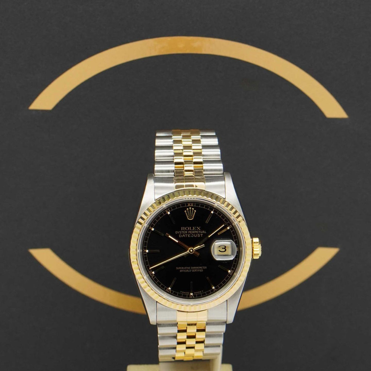Rolex Datejust 36 16233 (1995) - Zwart wijzerplaat 36mm Goud/Staal (1/7)