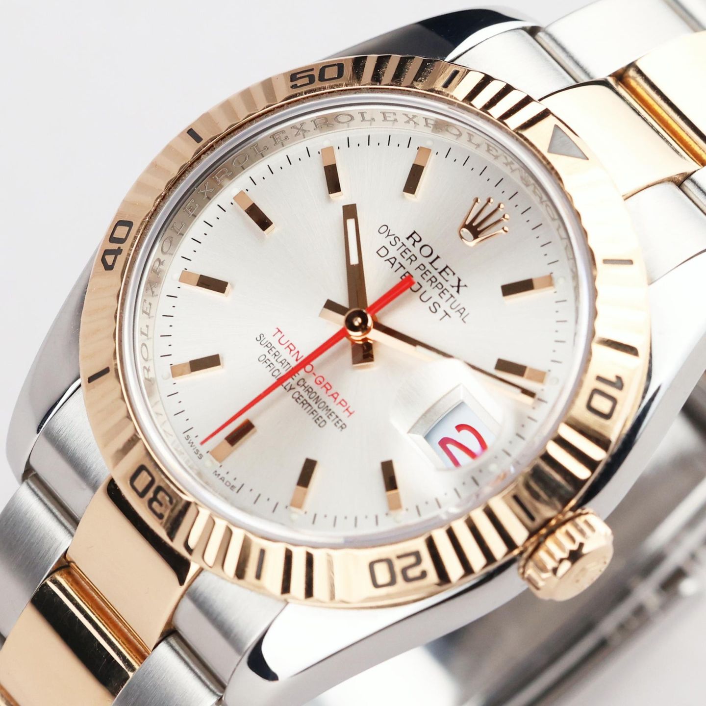 Rolex Datejust Turn-O-Graph 116261 (2004) - Silver dial 36 mm Gold/Steel case (5/8)