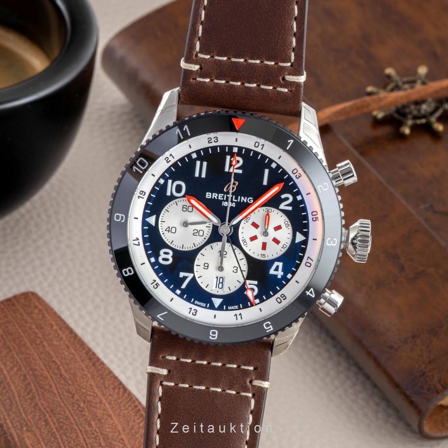 Breitling Super Avi YB04451A1B1X1 (Unknown (random serial)) - Black dial 46 mm Steel case (1/8)