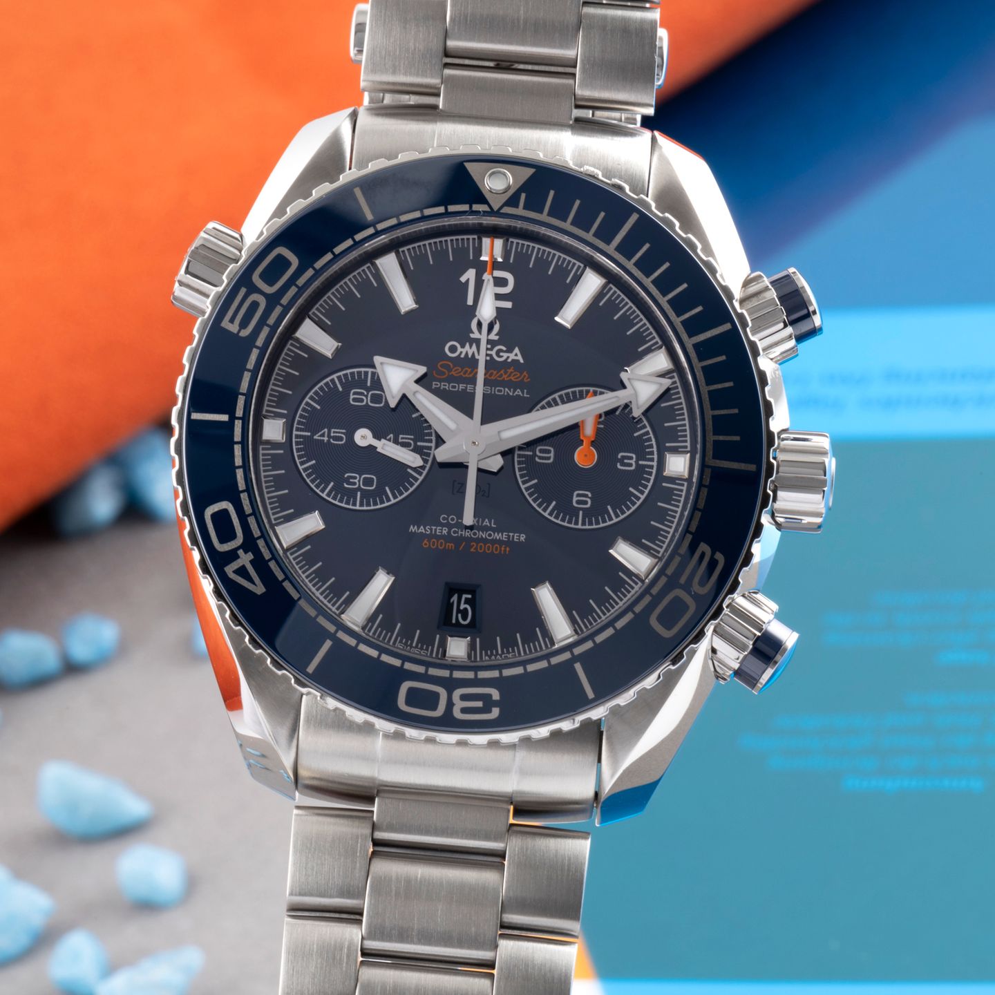 Omega Seamaster Planet Ocean Chronograph 215.30.46.51.03.001 (Unknown (random serial)) - Blue dial 46 mm Steel case (3/8)