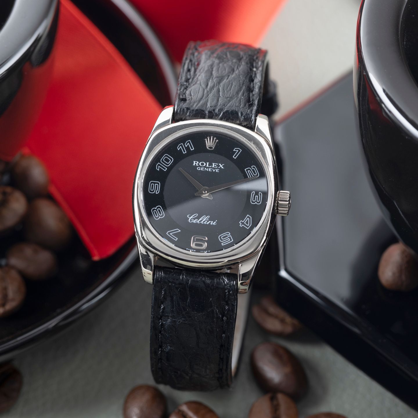 Rolex Cellini Danaos 6229 (2000) - Zwart wijzerplaat Geelgoud (1/8)