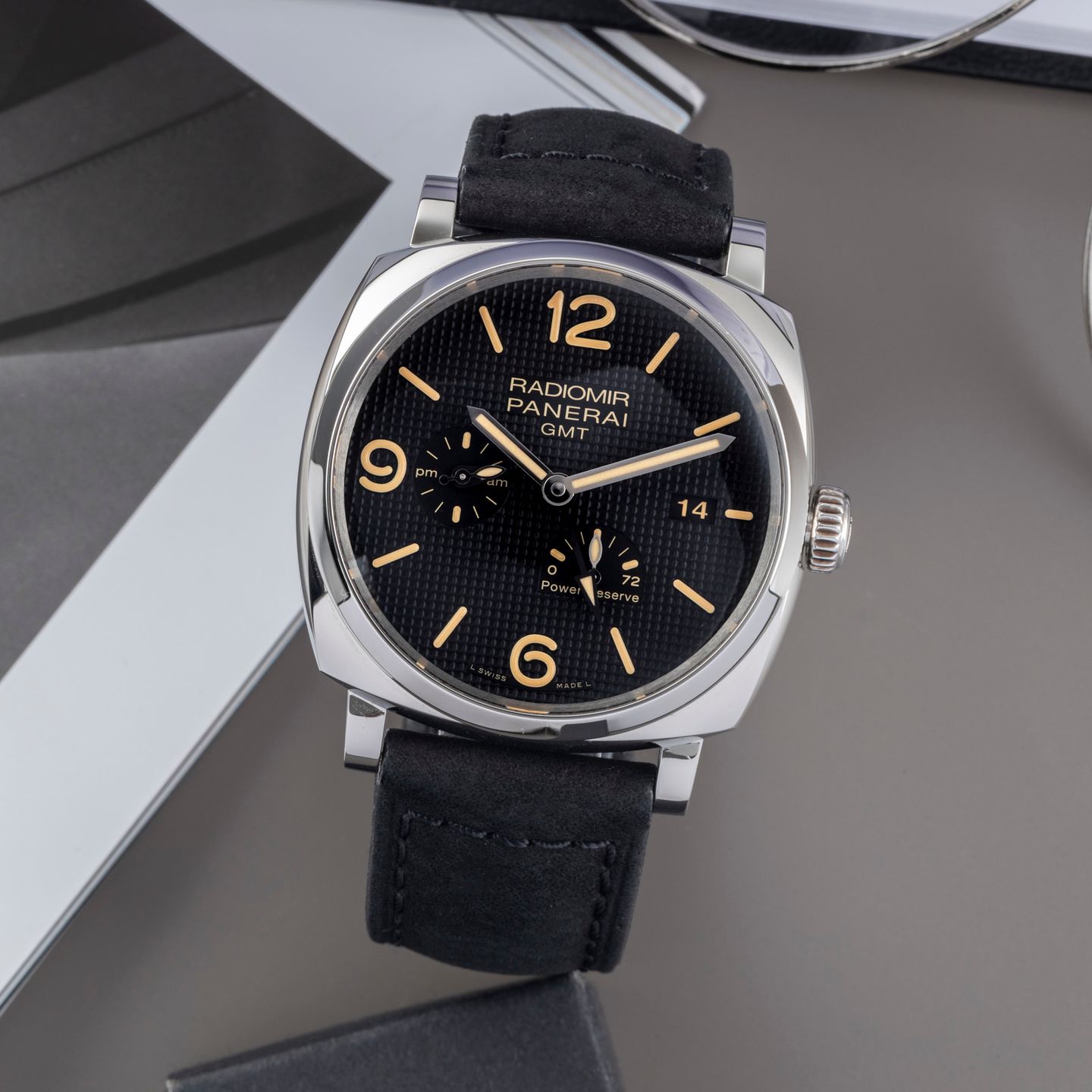 Panerai Radiomir 1940 3 Days PAM00628 (Onbekend (willekeurig serienummer)) - Zwart wijzerplaat 45mm Staal (1/8)