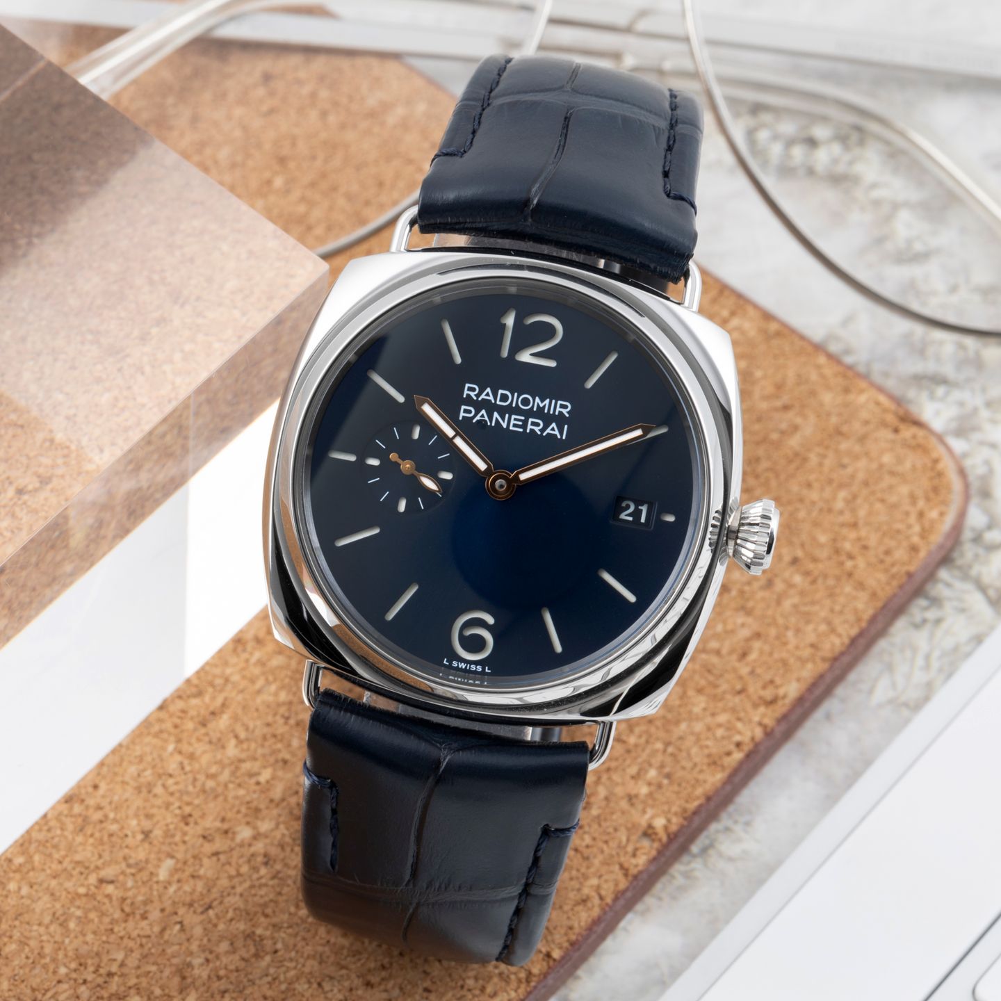 Panerai Radiomir PAM01293 (Unknown (random serial)) - Blue dial 40 mm Steel case (1/8)