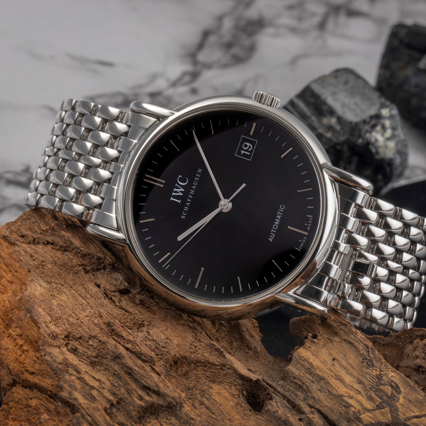 IWC Portofino Automatic IW353306 (Onbekend (willekeurig serienummer)) - Zwart wijzerplaat 38mm Staal (2/8)