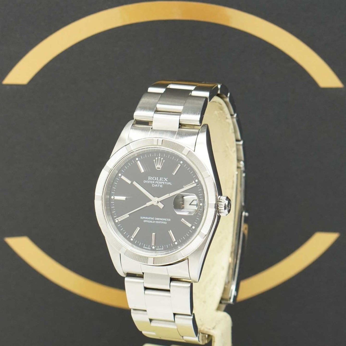 Rolex Oyster Perpetual Date 15210 (2001) - Zwart wijzerplaat 34mm Staal (3/7)