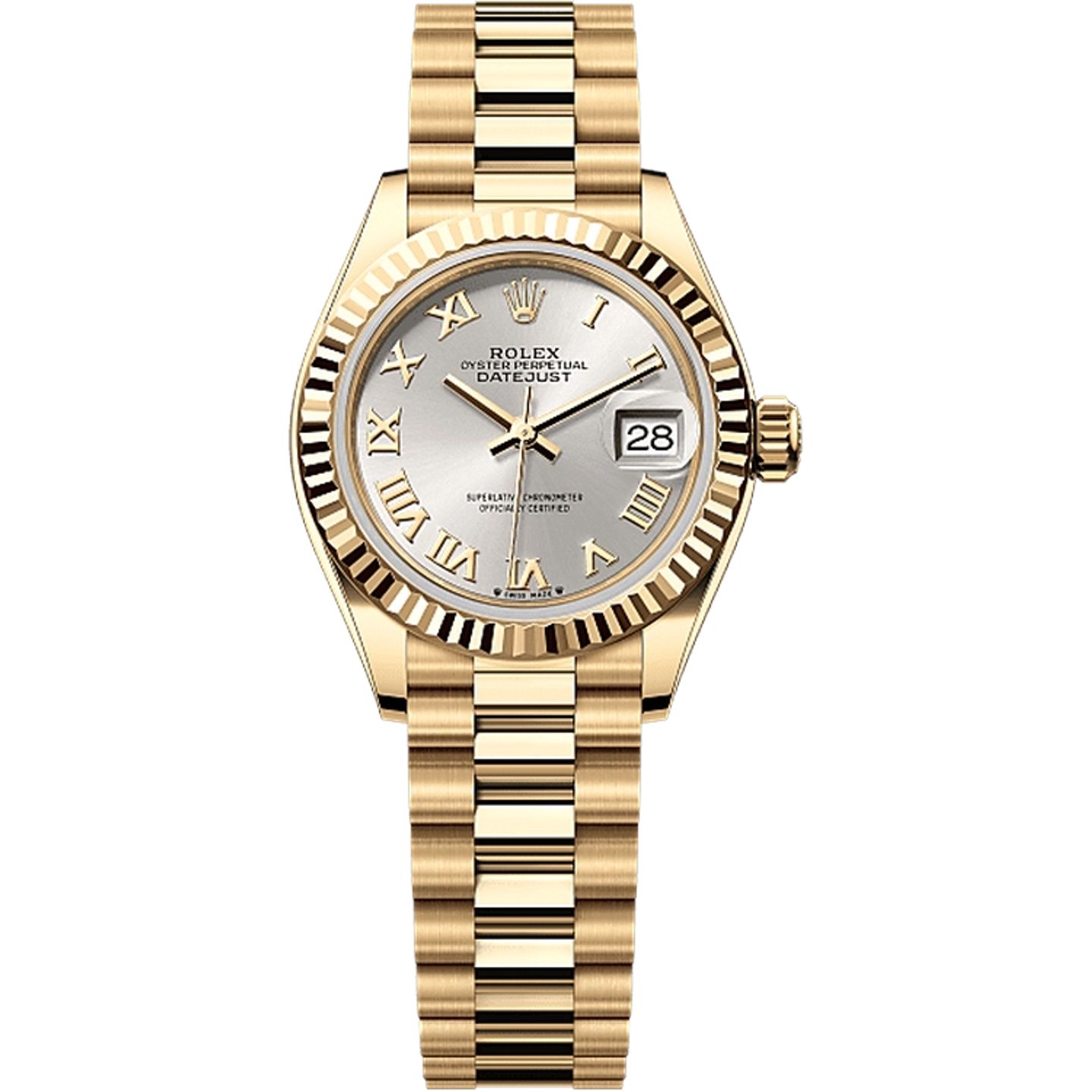 Rolex Lady-Datejust 279178 (2025) - Zilver wijzerplaat 28mm Geelgoud (1/1)