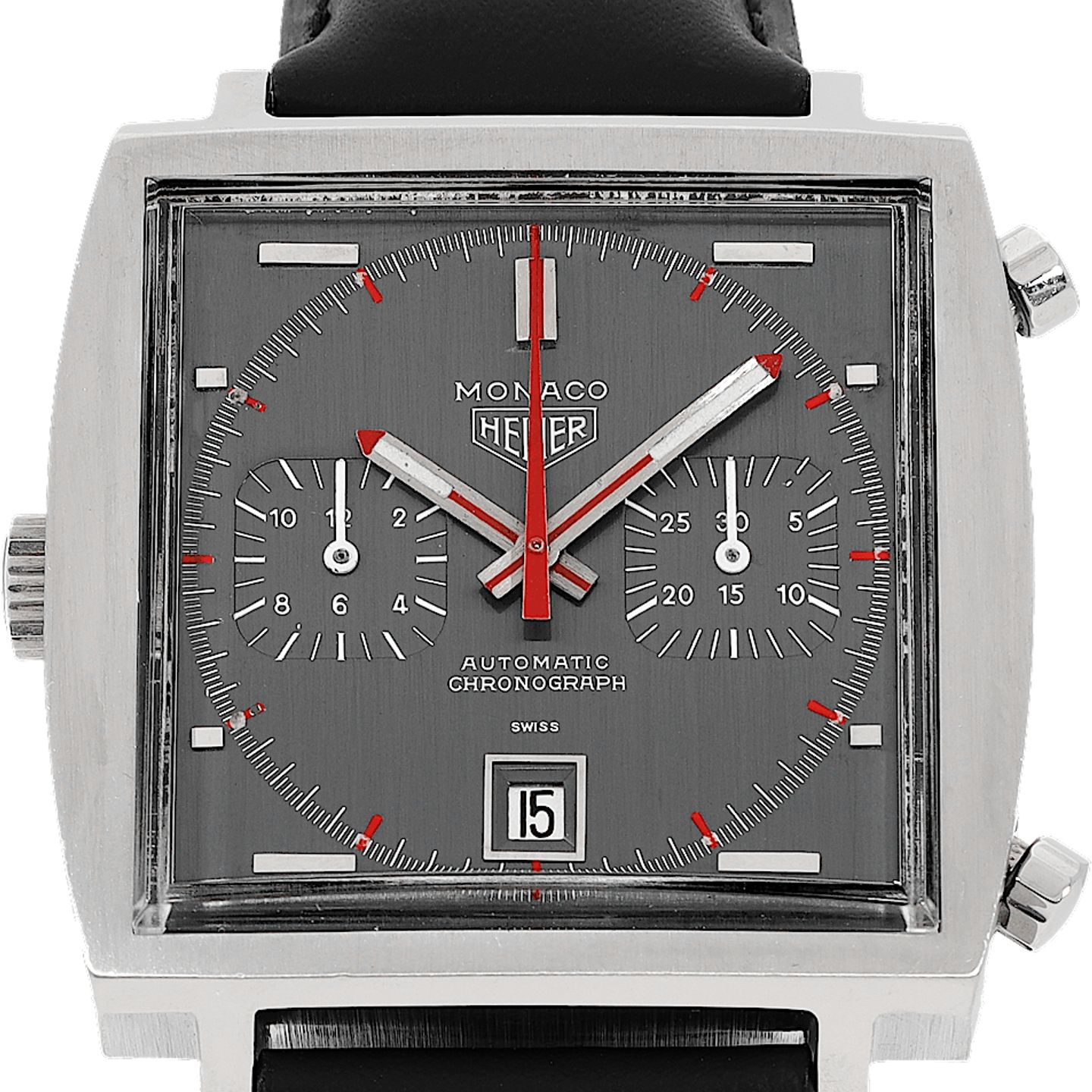 TAG Heuer Monaco 1133G (1969) - Grey dial 39 mm Steel case (1/5)
