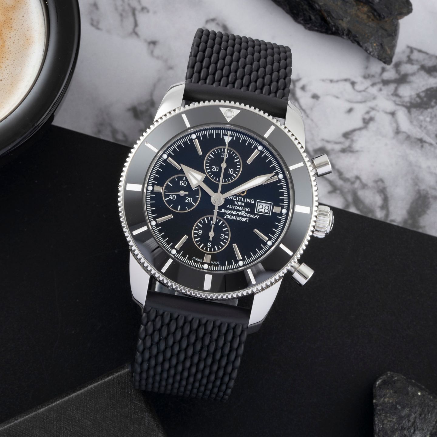 Breitling Superocean Heritage II Chronograph A13312 (2017) - Zwart wijzerplaat 46mm Staal (1/8)