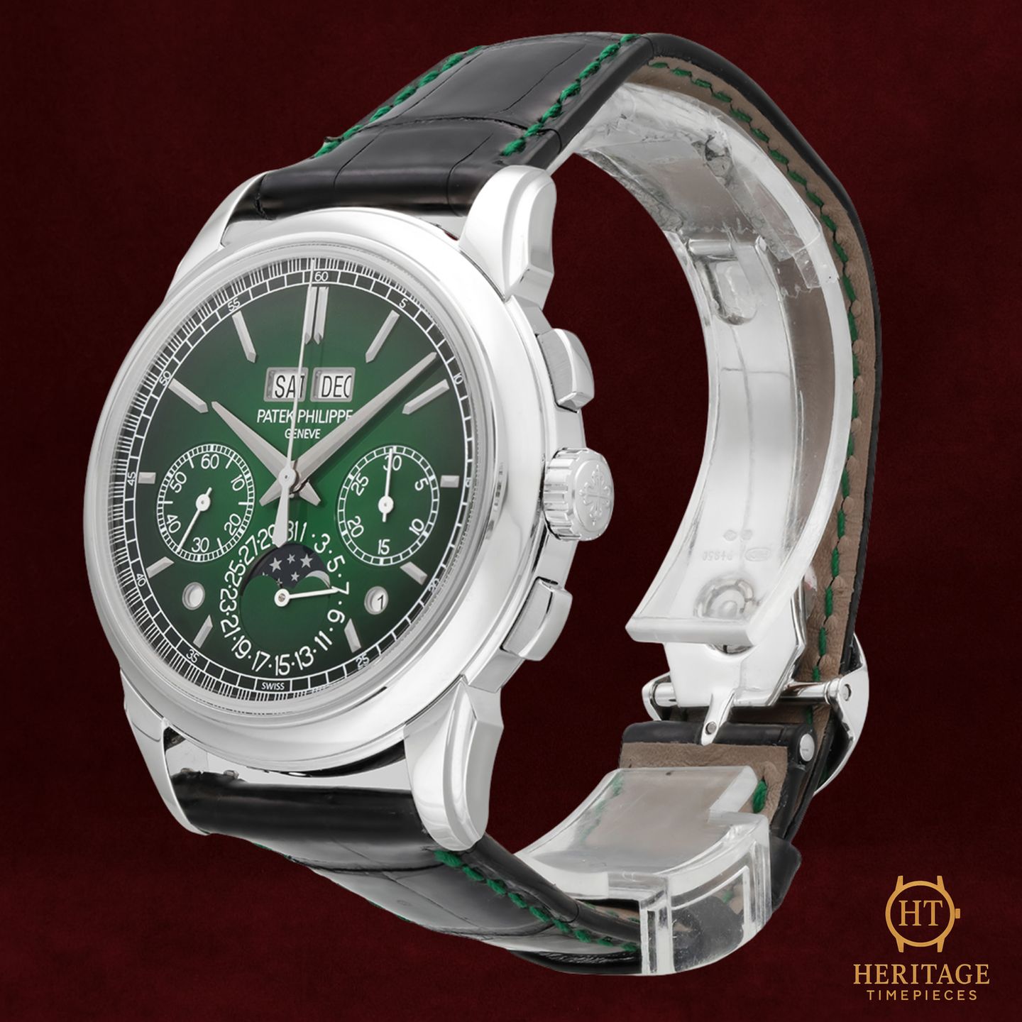 Patek Philippe Perpetual Calendar Chronograph 5270P-014 (2023) - Green dial 41 mm Platinum case (5/8)