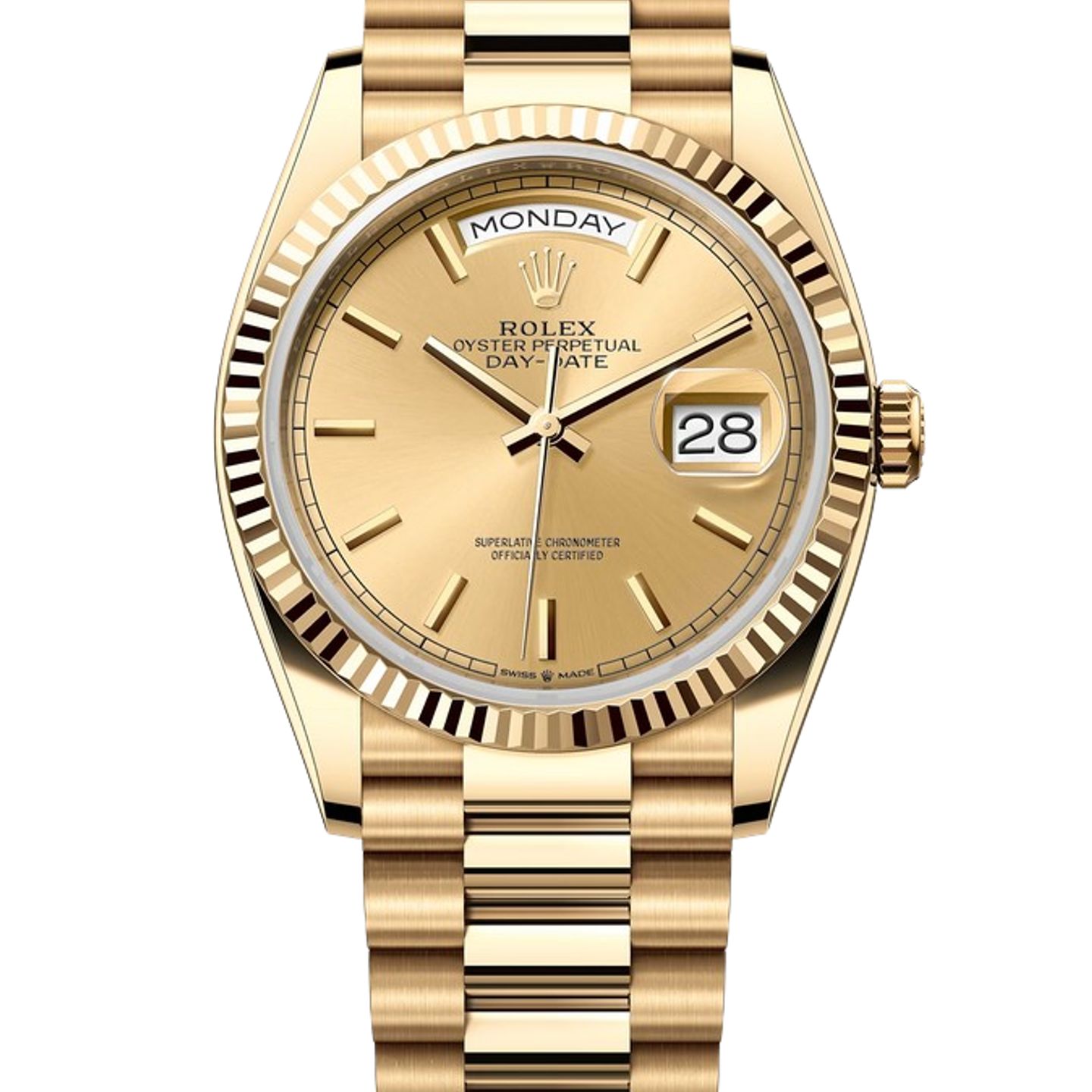 Rolex Day-Date 36 128238 (2025) - Champagne wijzerplaat 36mm Geelgoud (1/1)