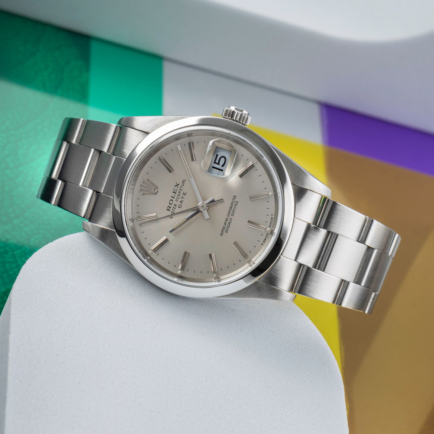 Rolex Oyster Perpetual Date 15200 (1990) - 34mm Staal (2/8)